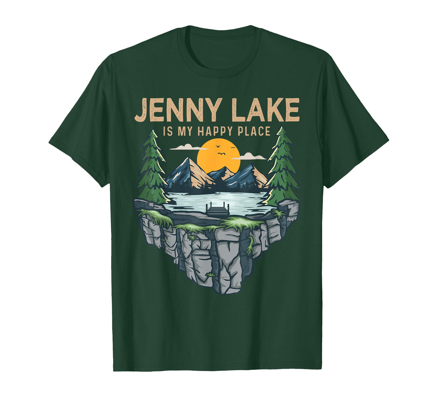 Fishing Boating Camping - My Happy Place Jenny Lake T-Shirt