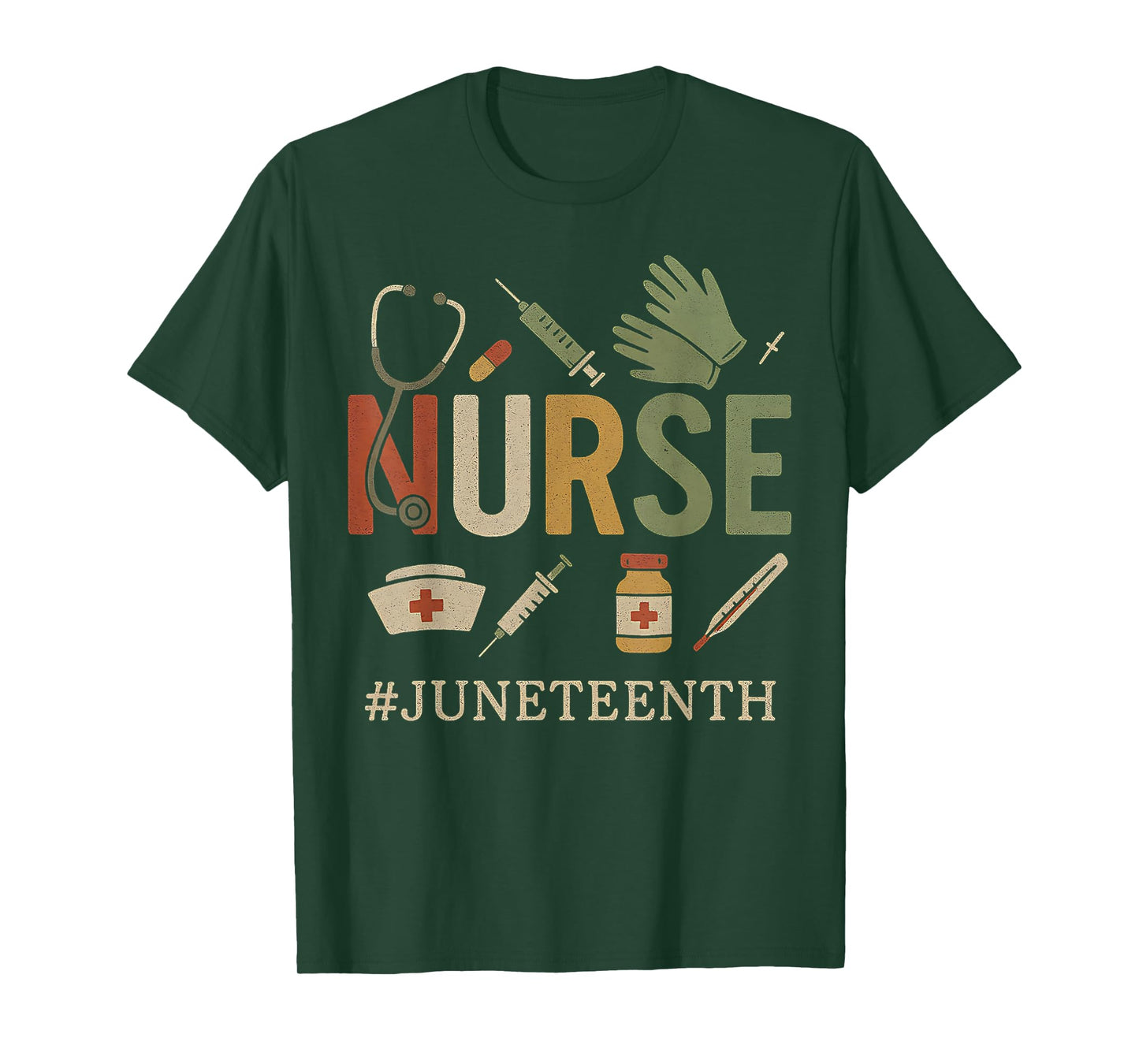 Juneteenth Nurse Black Freedom Day 1865 Nursing Stethoscope T-Shirt