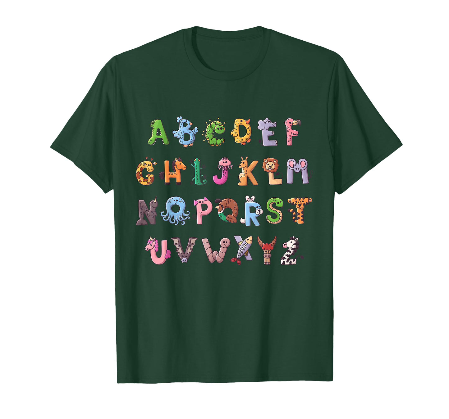 Funy Alphabet ABCs Animal Learning Kindergarten Teacher T-Shirt