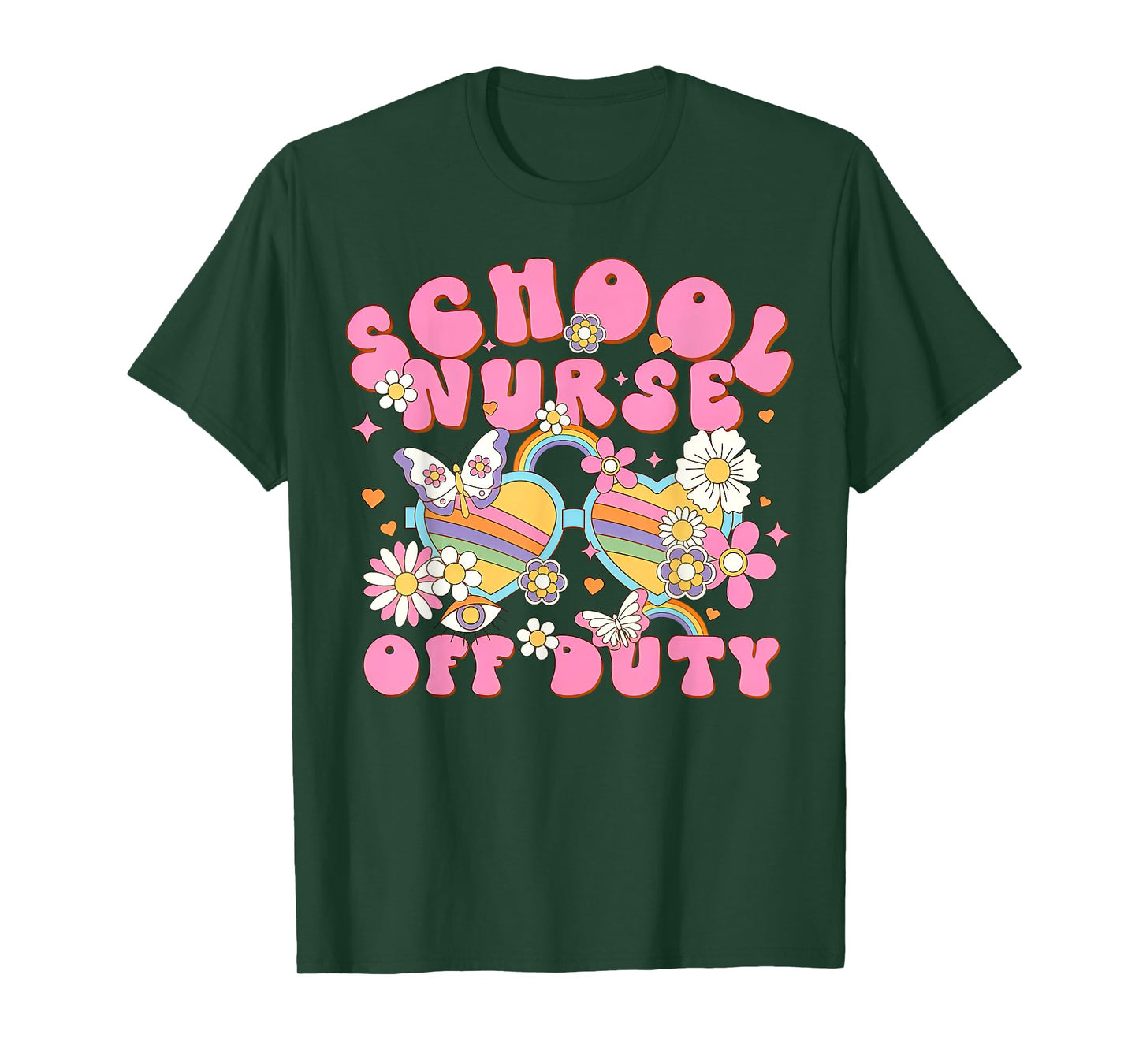 Retro School Nurse Off Duty Glasses Last Day Of School T-Shirt