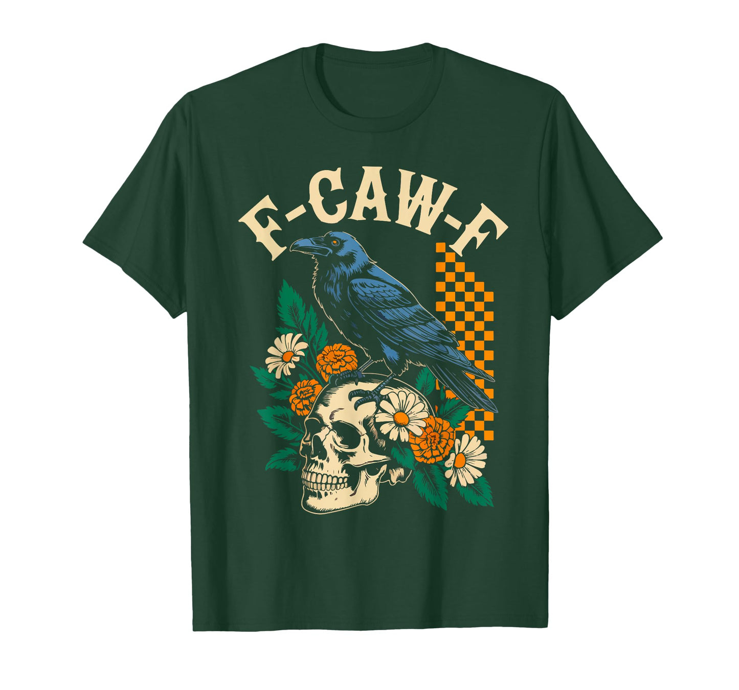 Halloween F Caw F Black Bird F-Caw-F Crow Women Men Spooky T-Shirt