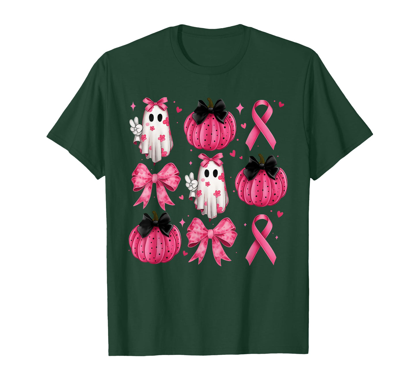 Breast Cancer Awareness Pink Pumpkin Ghost Women Men Kids T-Shirt