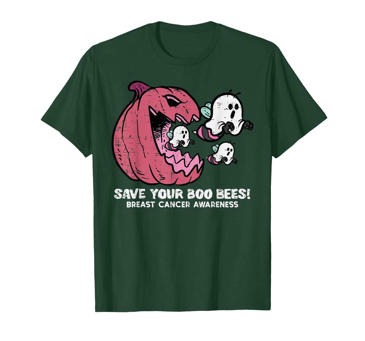 Breast Cancer Pumpkin Save Boo Your Bees Awareness Women Men T-Shirt