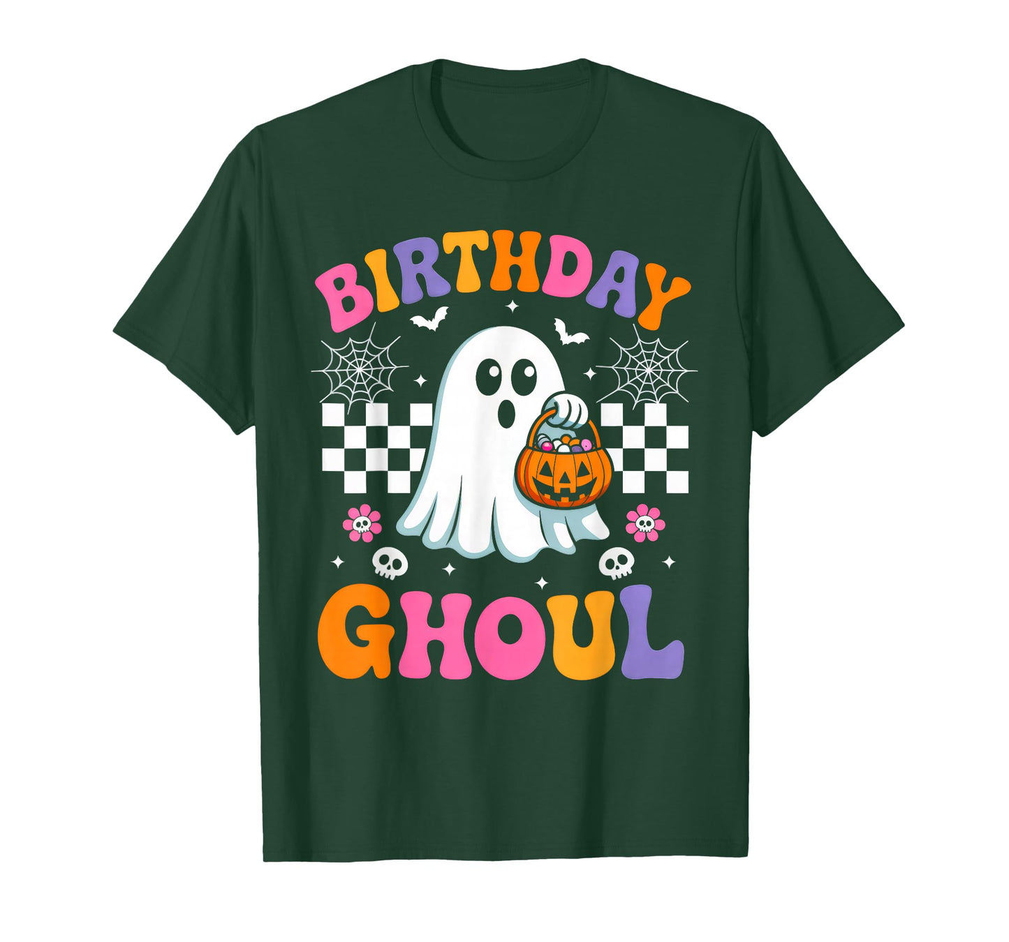 Birthday Ghoul Floral Ghost Groovy Retro Halloween Costume T-Shirt