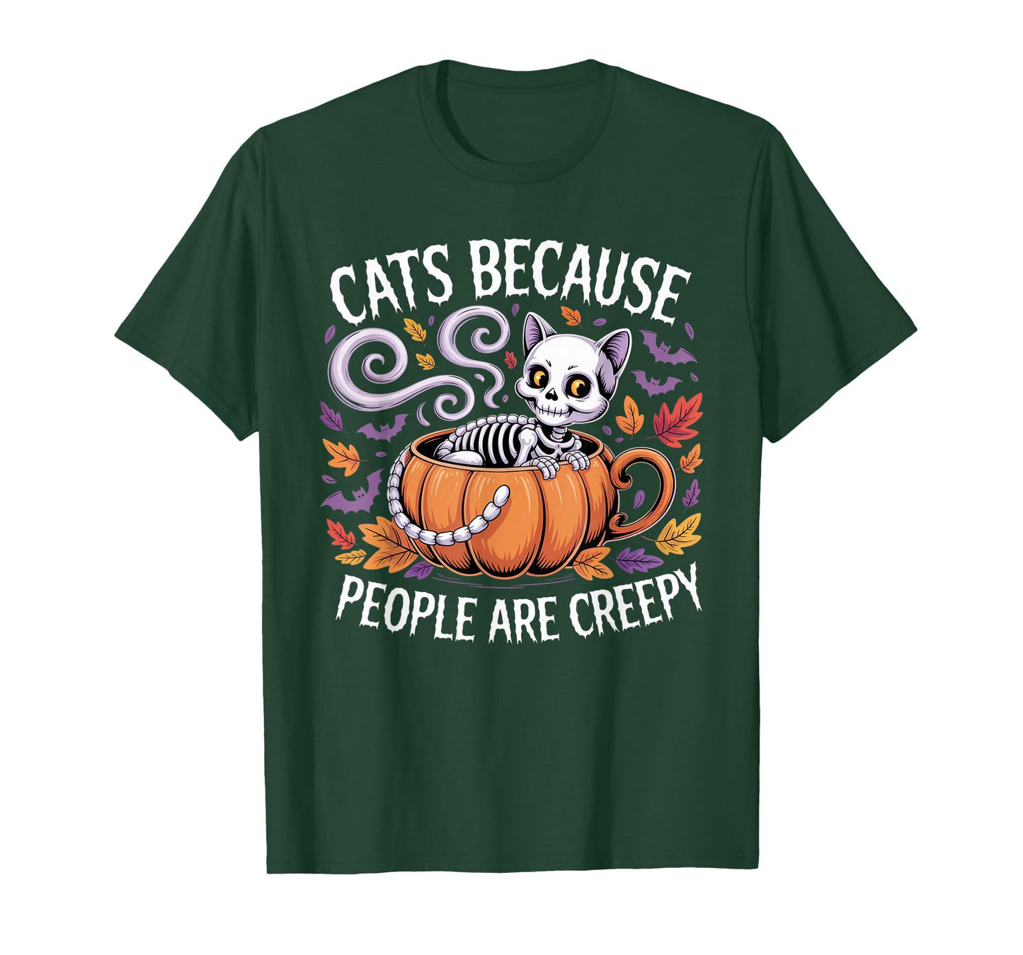 Cats Because People are Creepy Ghost Halloween Cat Mom Kids T-Shirt