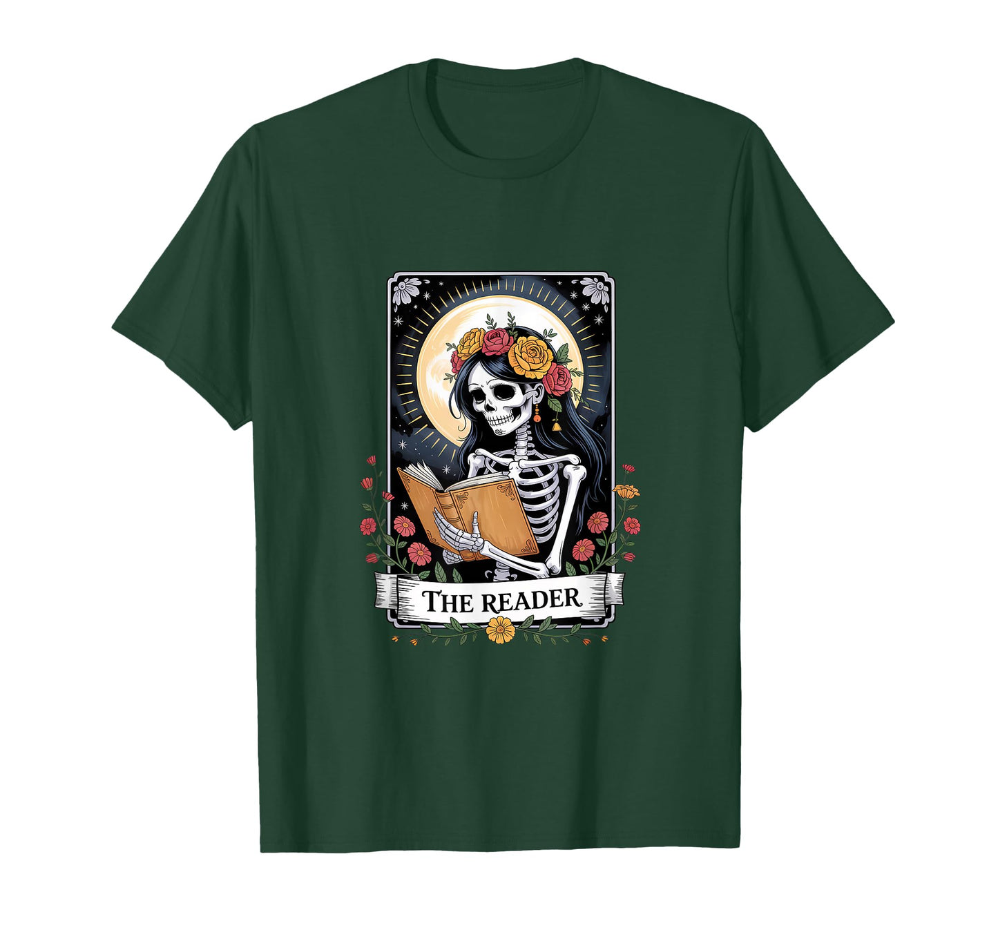 The Reader Skeleton Tarot Design T-Shirt