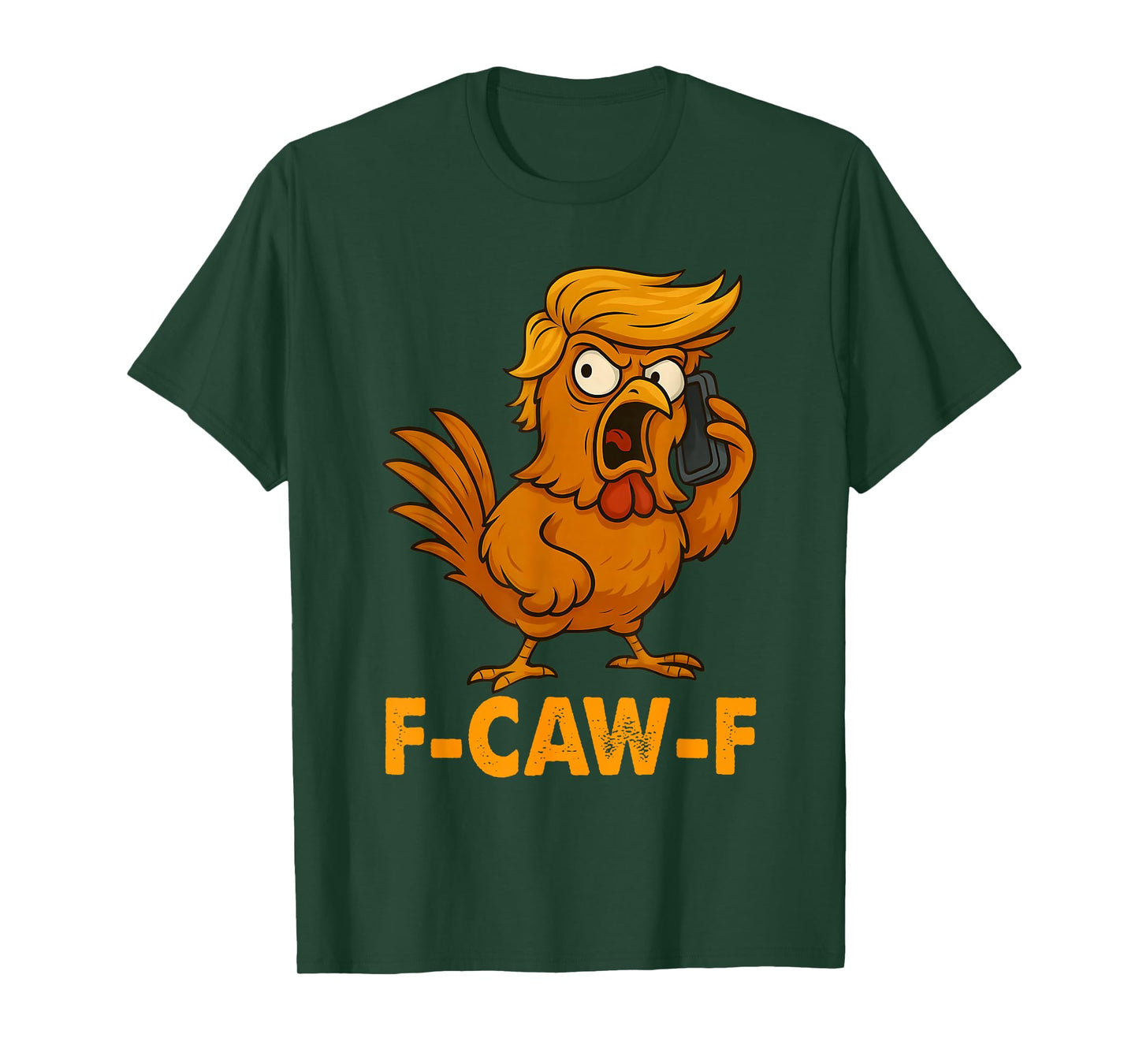 Funny F-CAW-F Turkey with Crazy Hair Thanksgiving Humor Art T-Shirt