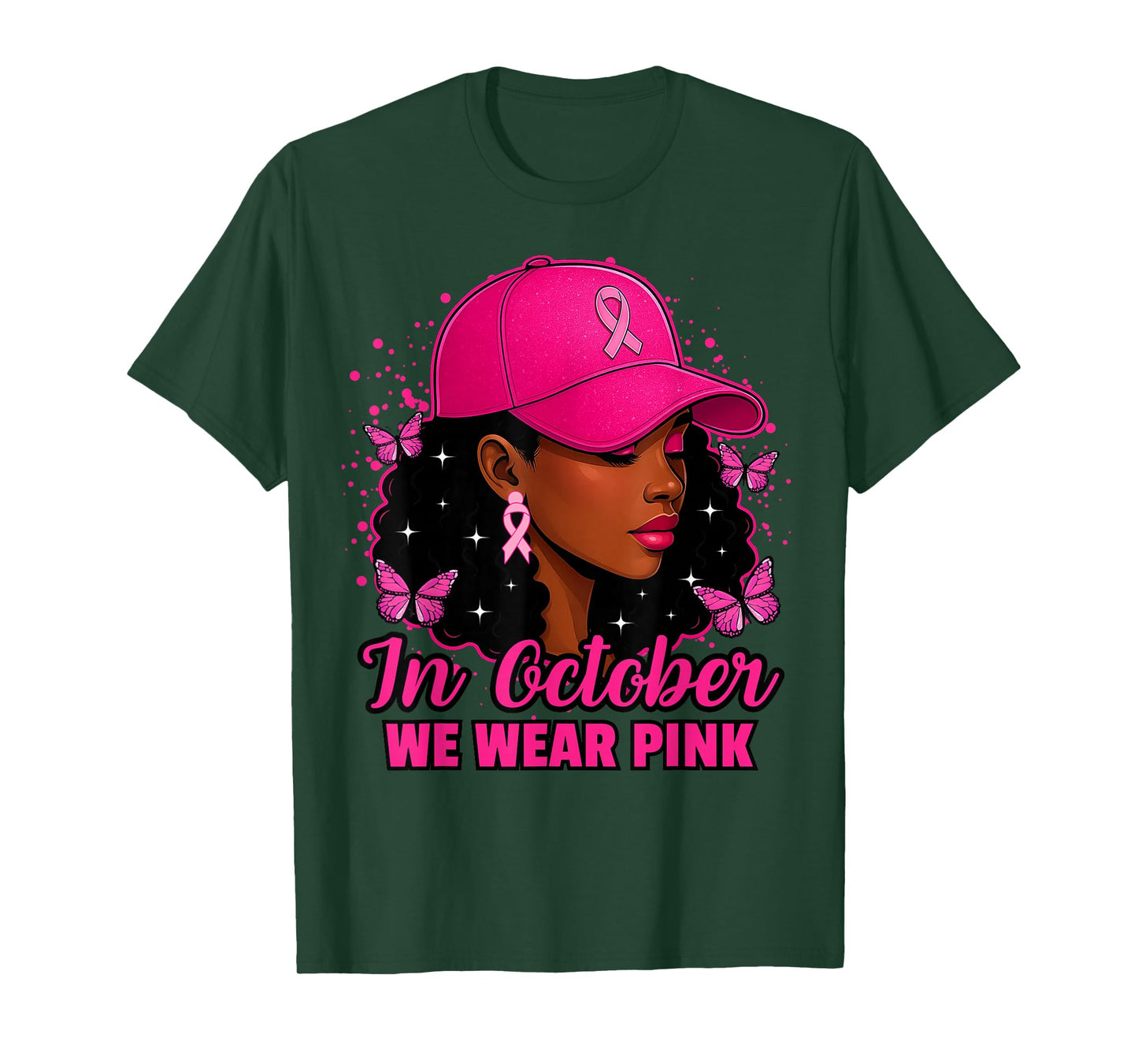 African American Women in October We Wear Pink Breast Cancer T-Shirt