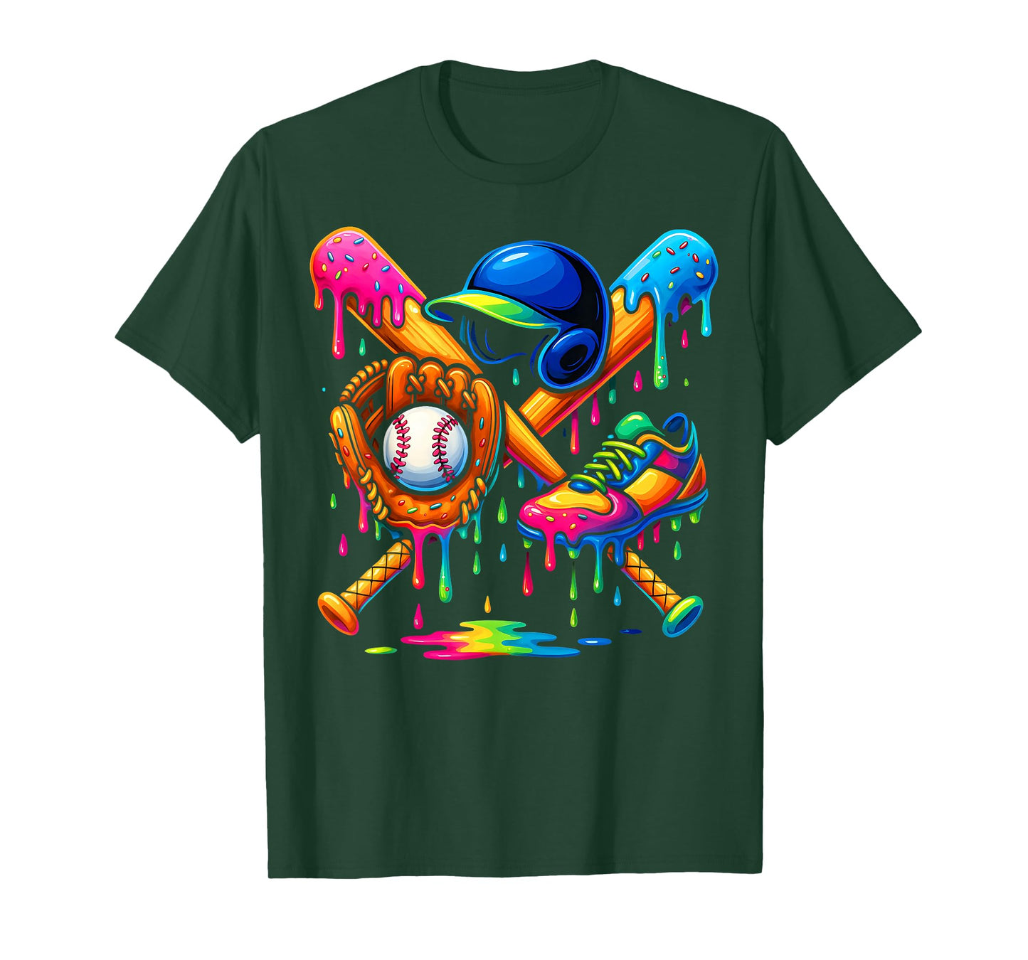 Baseball Drip Boys Ice Cream Youth Sweet Bat Cleats Glove T-Shirt