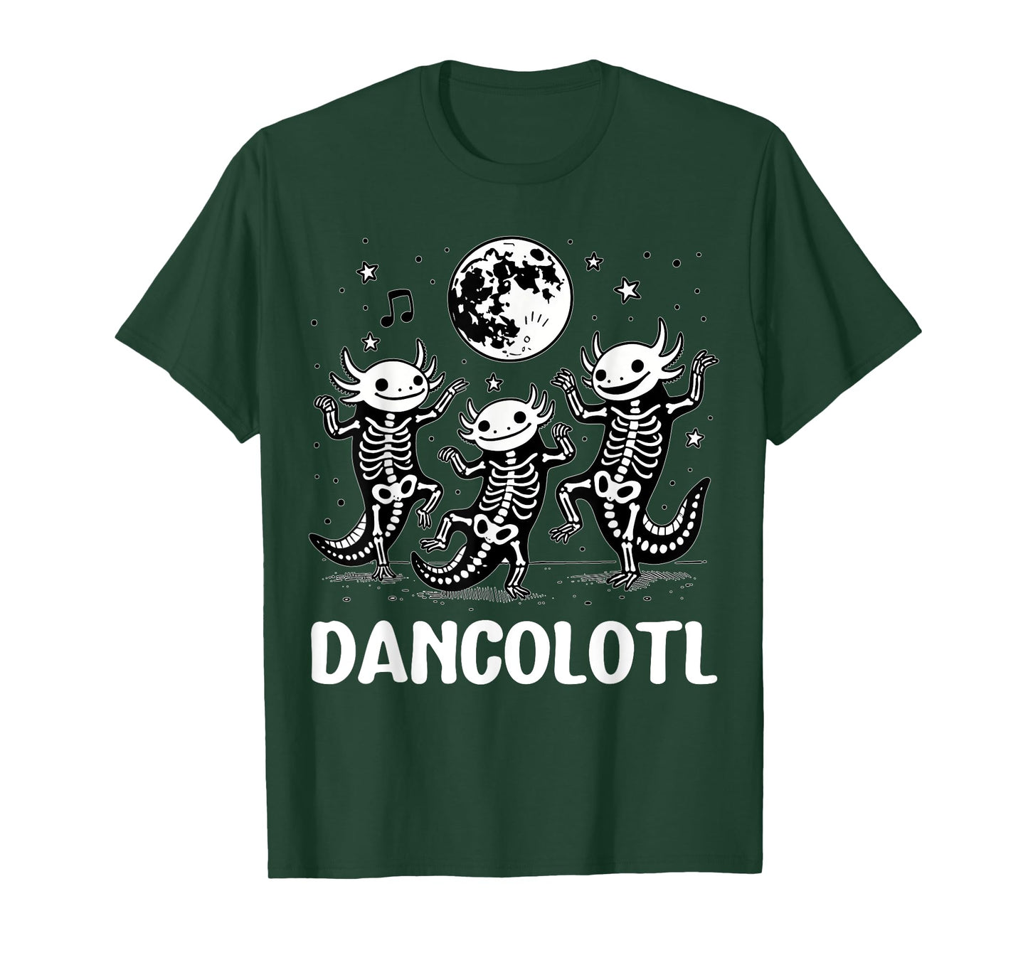 Funny Axolotl Dance Skeleton Halloween Dancolotl Moon Lover T-Shirt