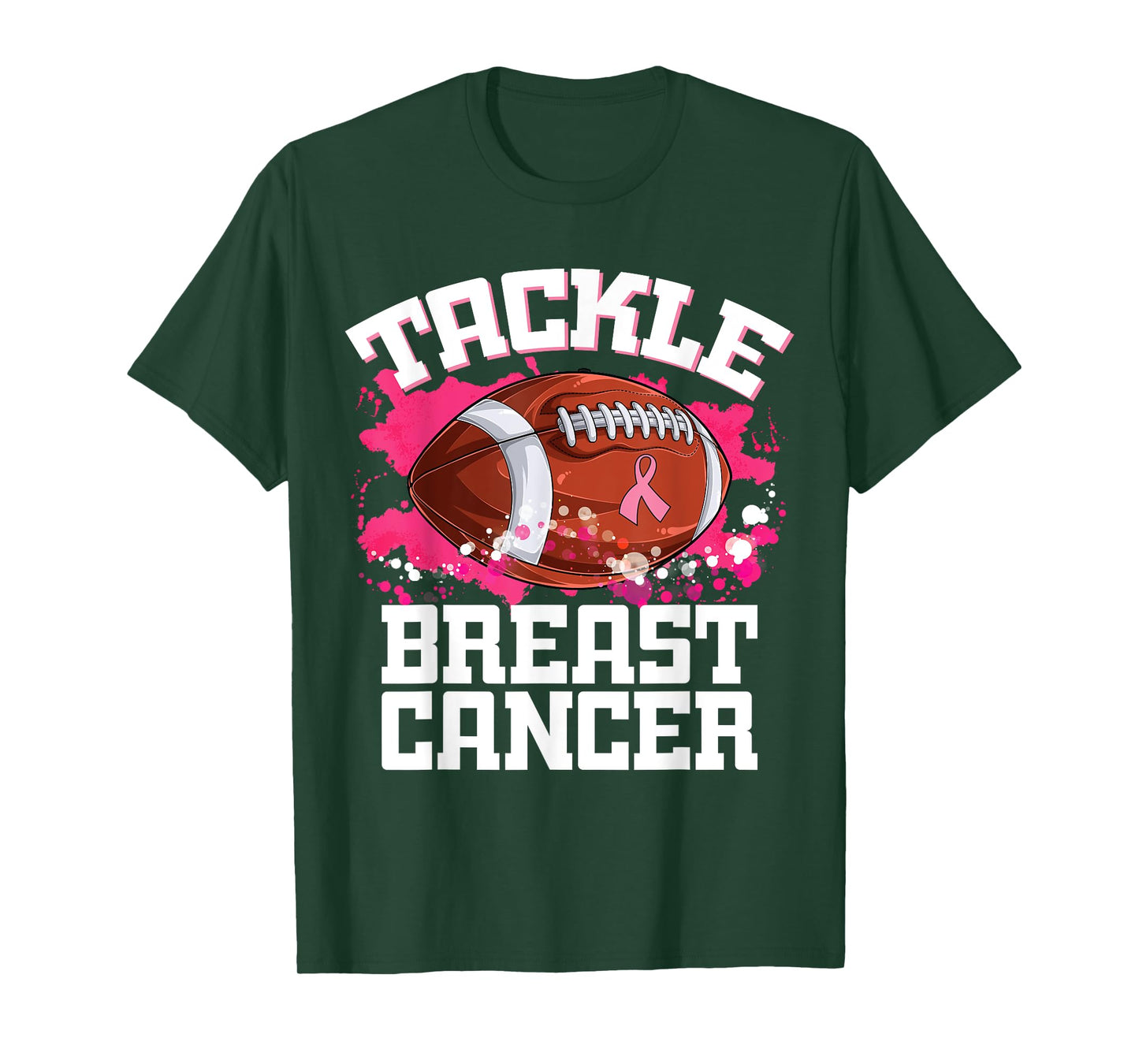 Tackle Football Ribbon Breast Cancer Awareness Boys Kid T-Shirt