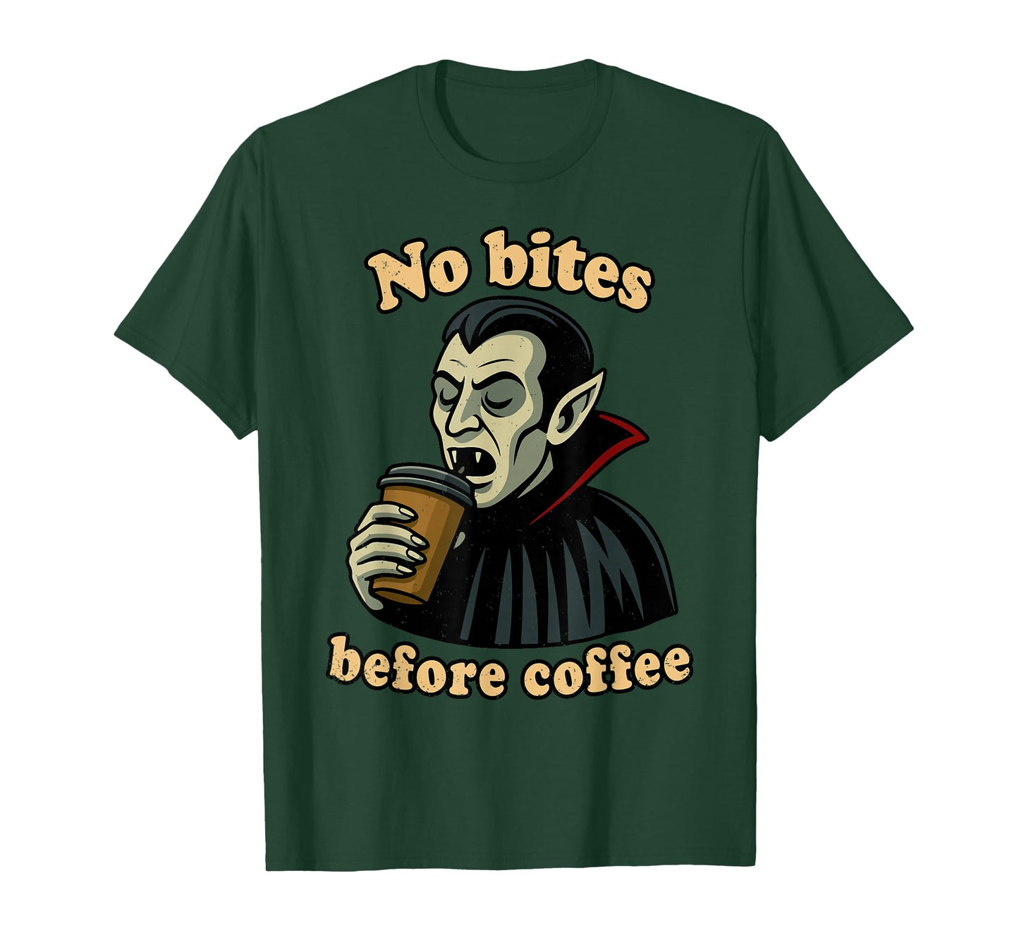 No Bites Before Coffee Halloween Funny Vampire Caffeine T-Shirt