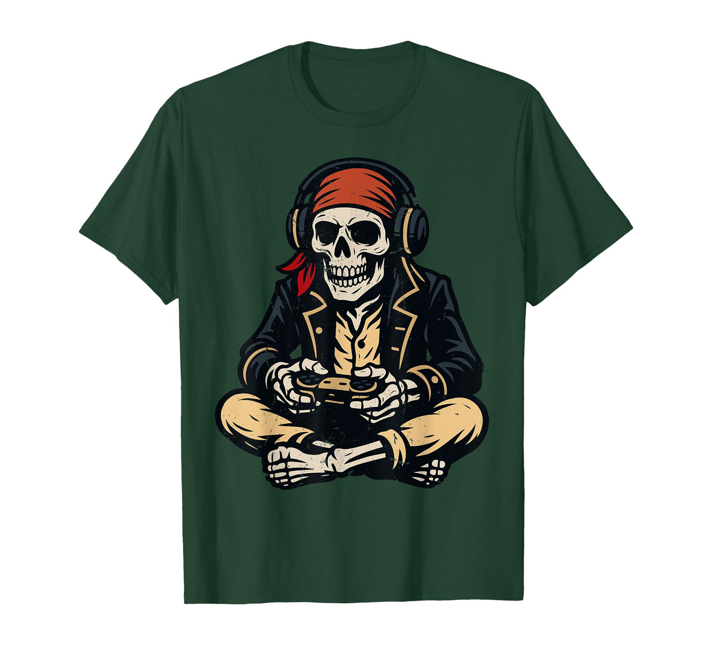Halloween Pirate Skeleton Gamer Video Gaming Boys Men Kids T-Shirt