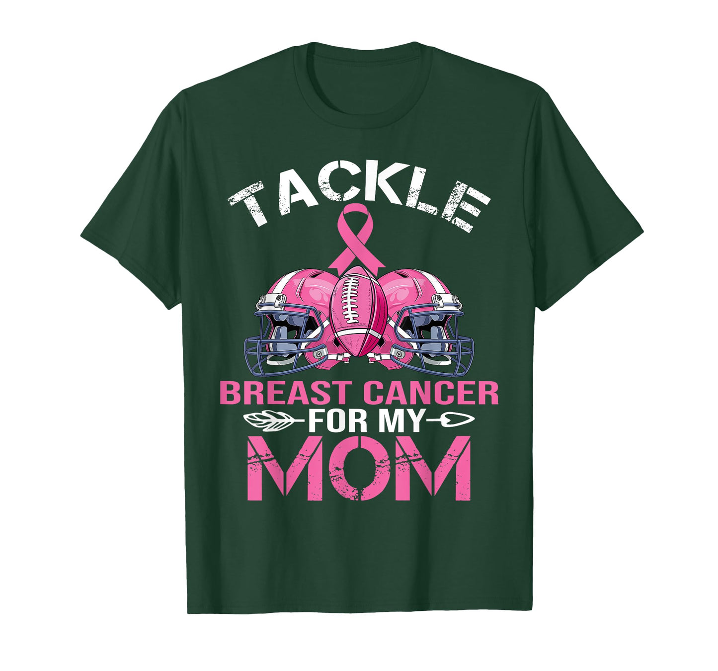 Tackle Football For My Mom Pink Ribbon Breast Cancer Women T-Shirt