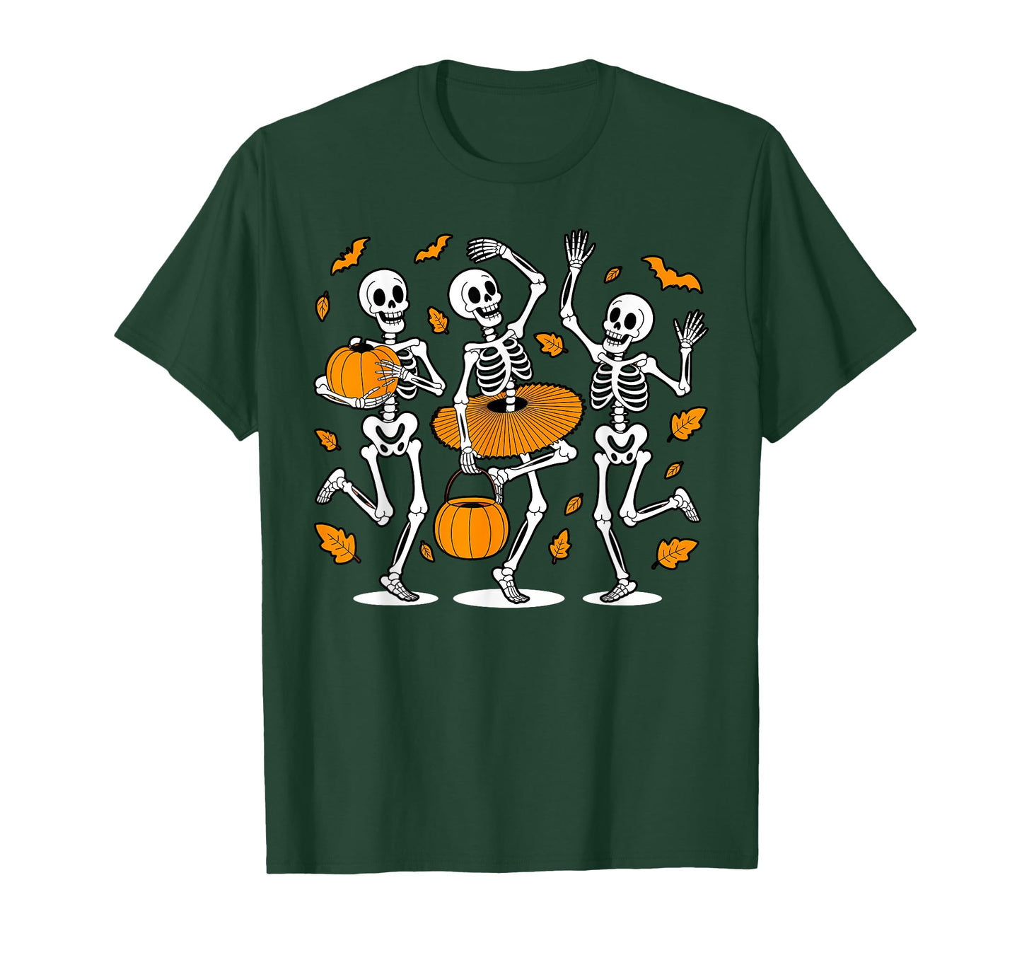Dancing Skeleton Halloween Pumpkin Dance Girls Women T-Shirt