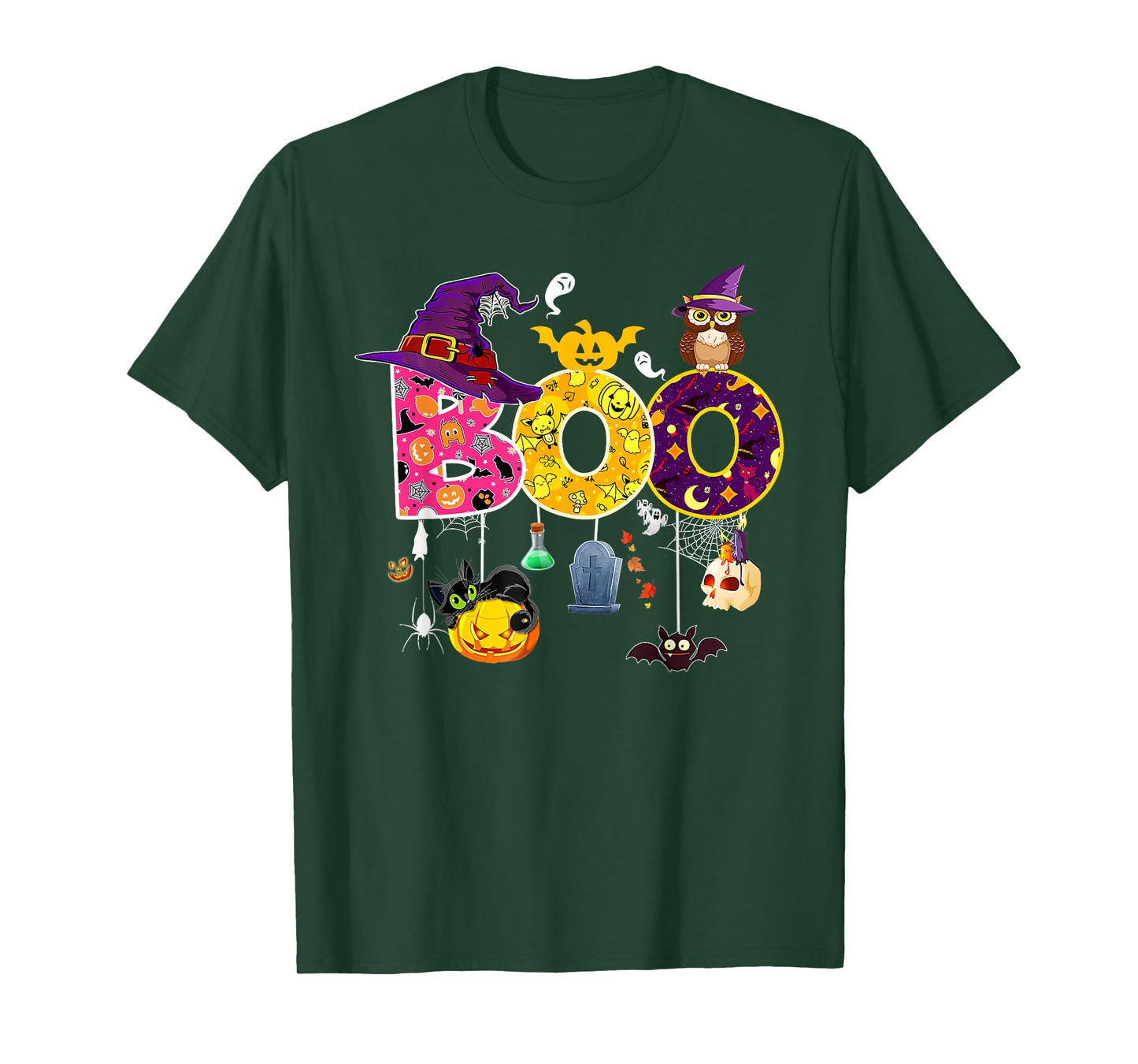 Boo Creepy Owl Pumpkin Ghost Spider Funny Halloween Costume T-Shirt