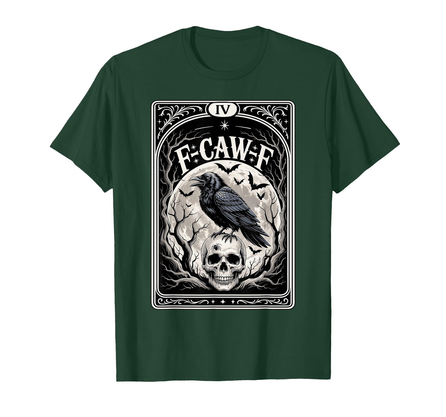 Black Crow F-Caw-F Funny Black Bird Moon Gothic Halloween T-Shirt