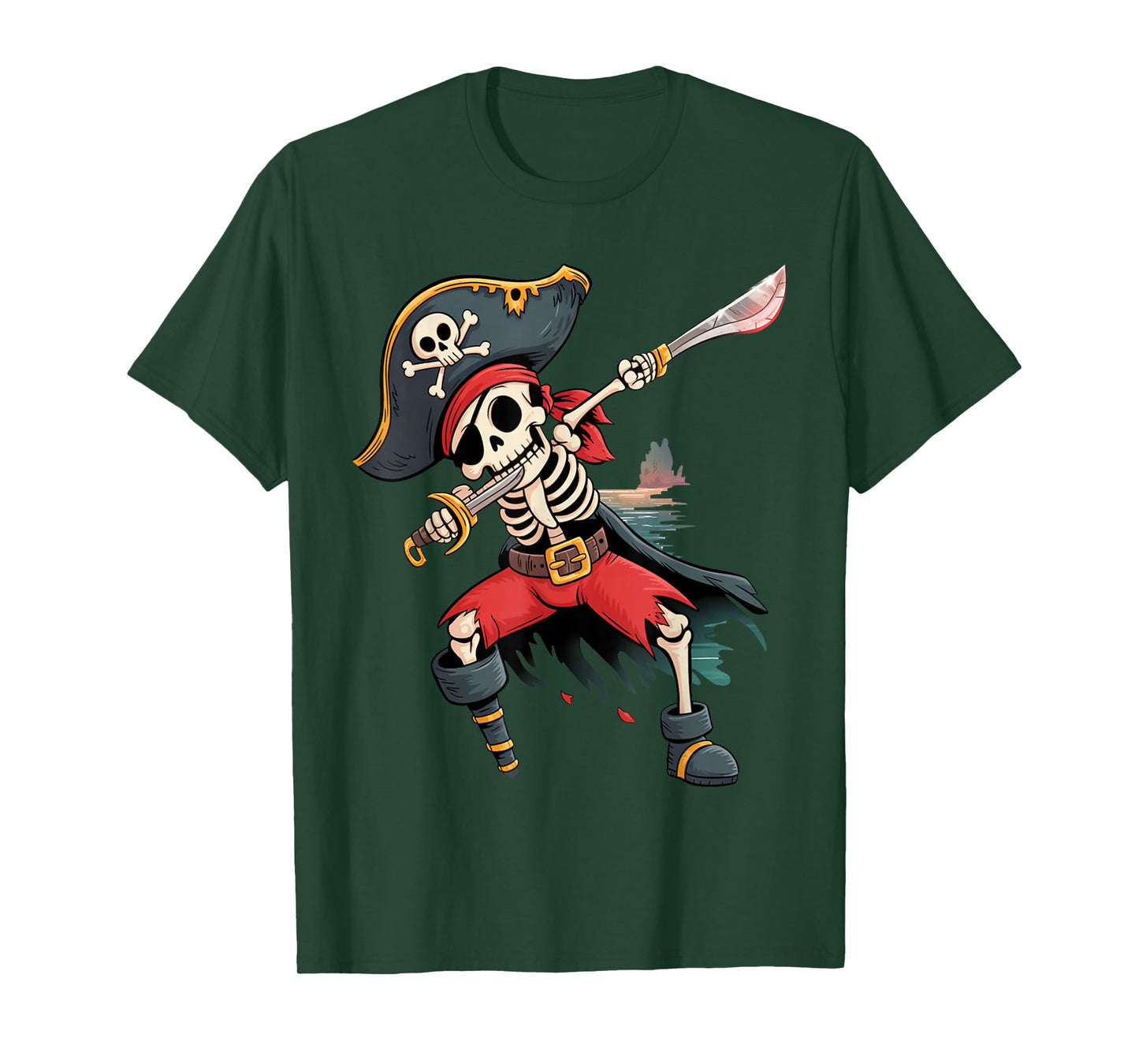 Funny Dab Kids Boy Dabbing Skeleton Pirate Spooky Halloween T-Shirt