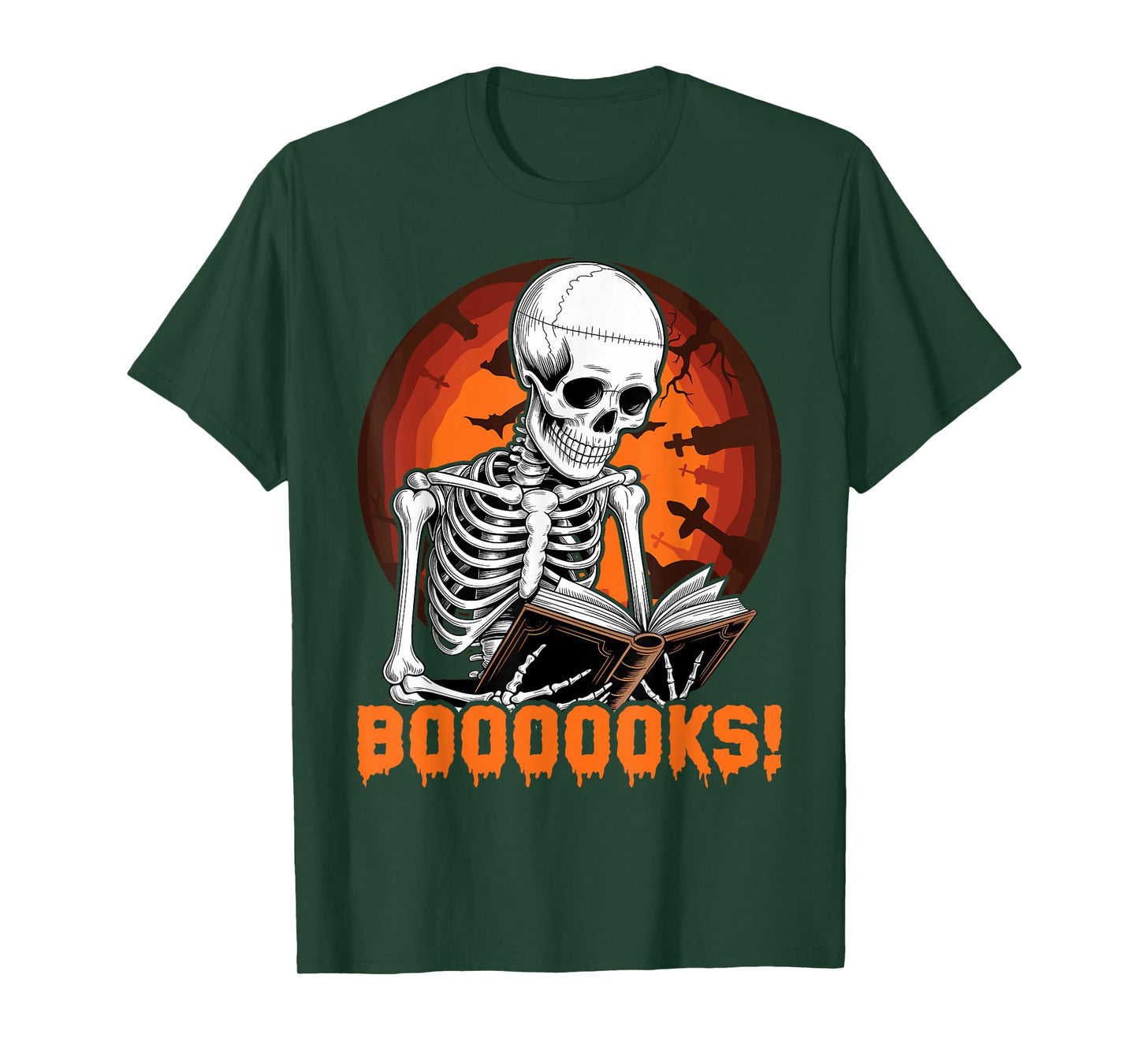 Skeleton Books Halloween Costume Funny Skull Reading T-Shirt