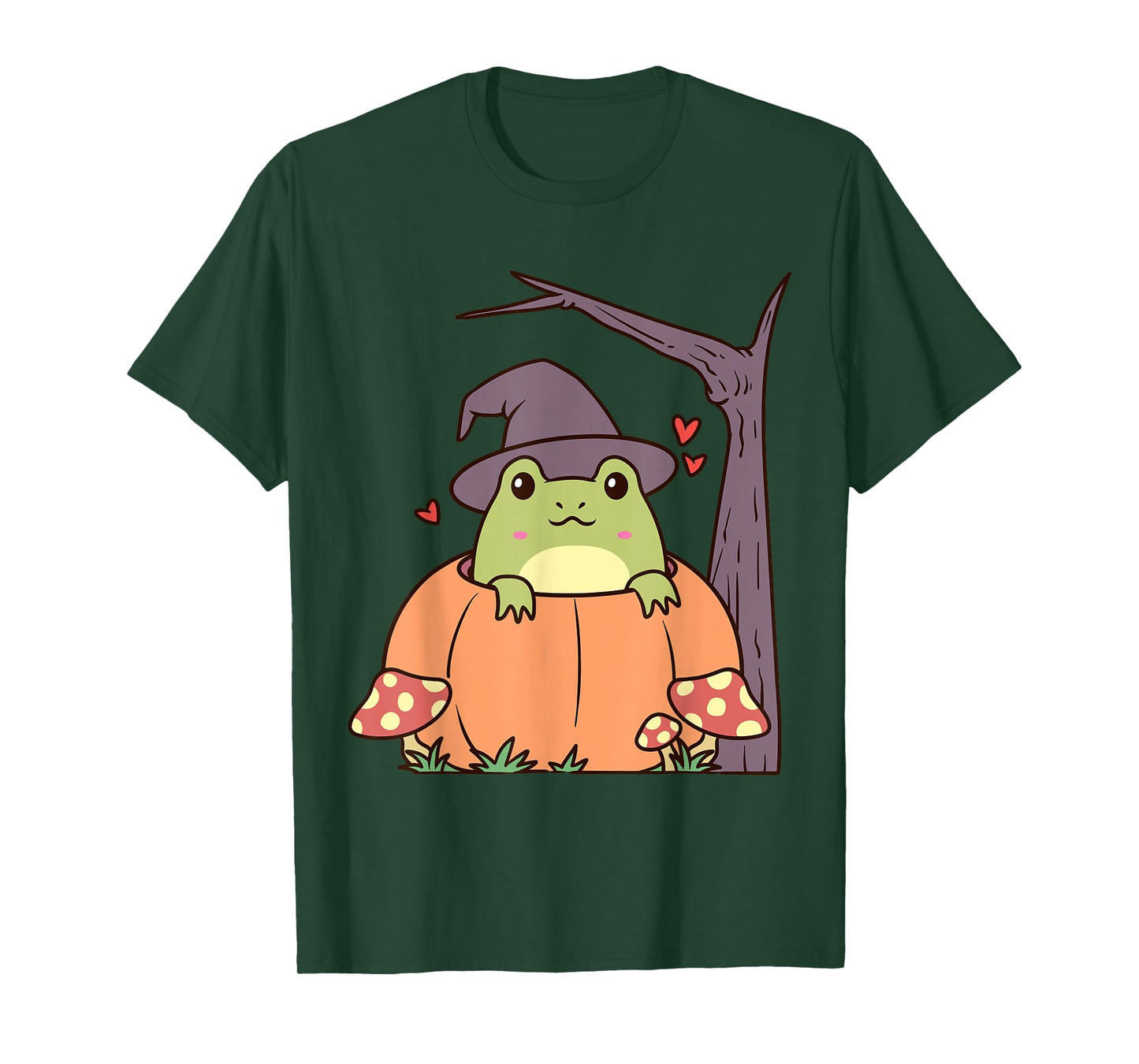 Cute Frog with Witch Hat Halloween Pumpkin T-Shirt