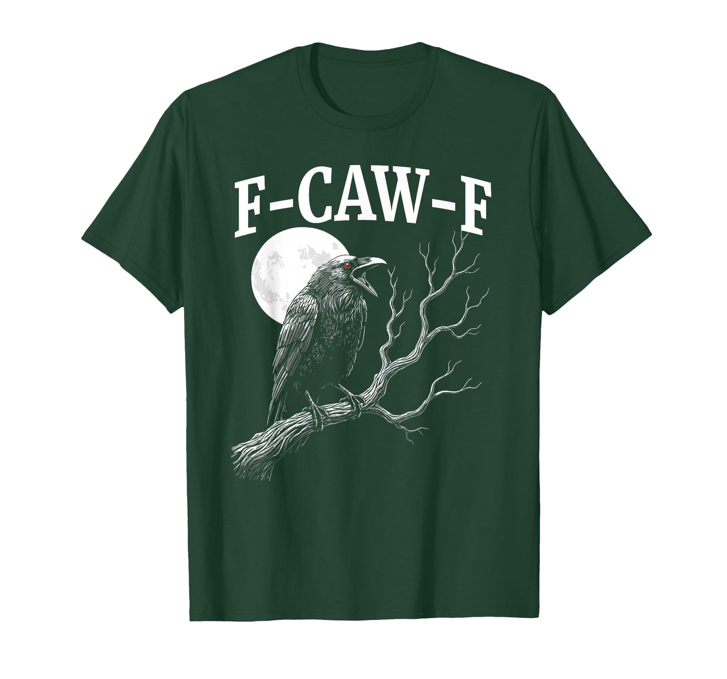 Crow F-Caw-F Funny Black Rook Bird Moon Adult Humor T-Shirt