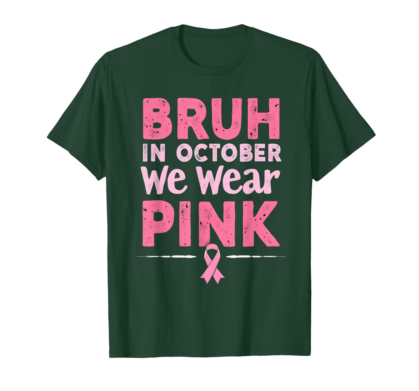 Breast Cancer Awareness Kids Boys Bruh In October Wear Pink T-Shirt