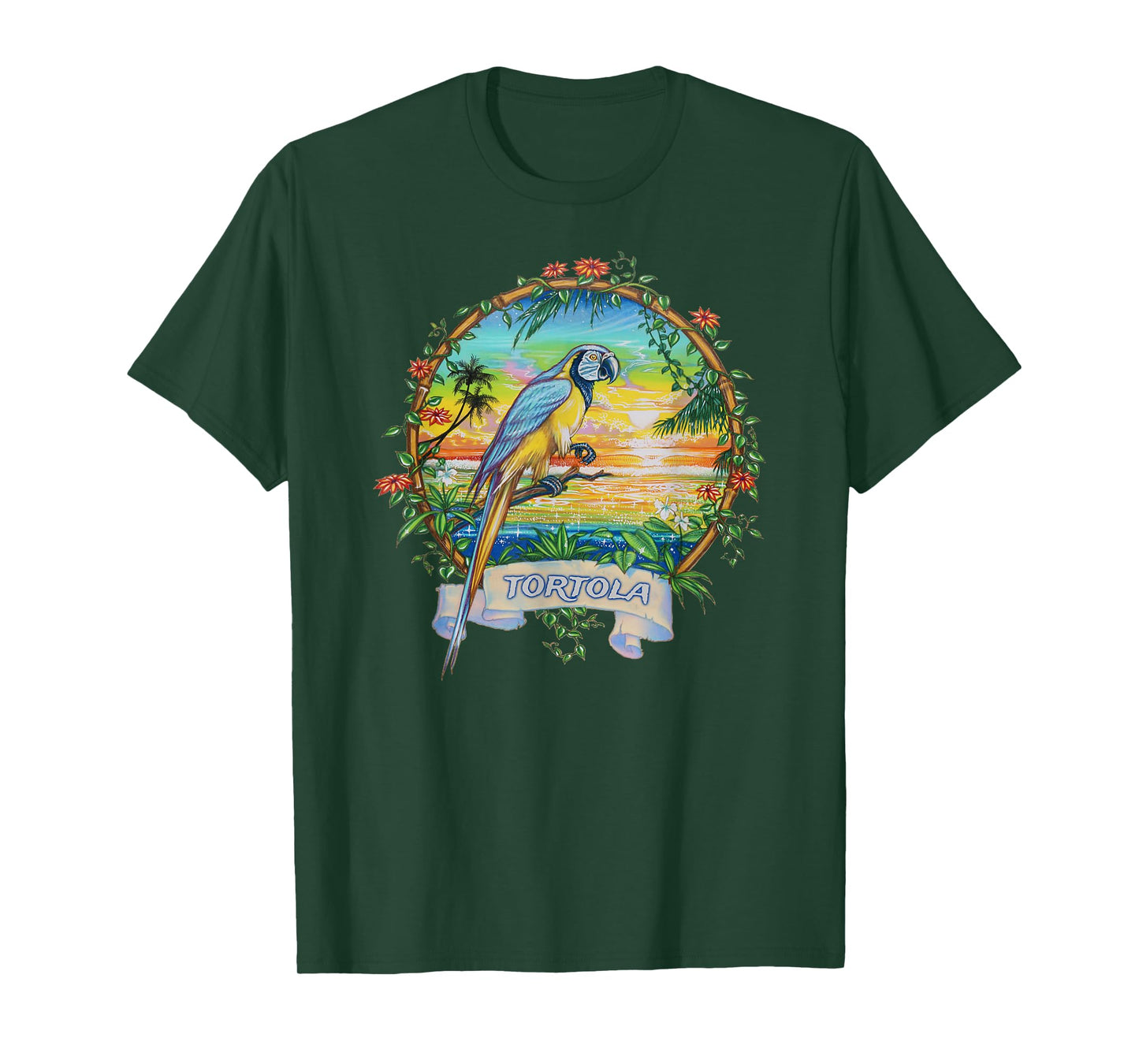 Tortola, BVI Vintage Tropical Parrot Vacation T-Shirt