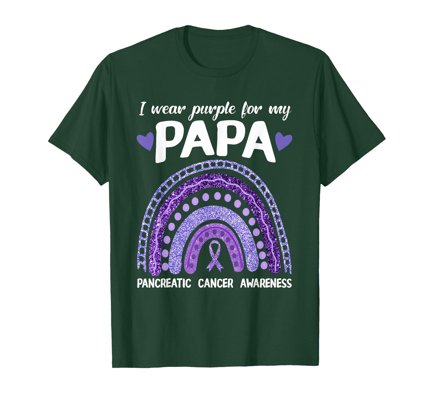 I Wear Purple For My Papa Pancreatic Cancer Rainbow T-Shirt