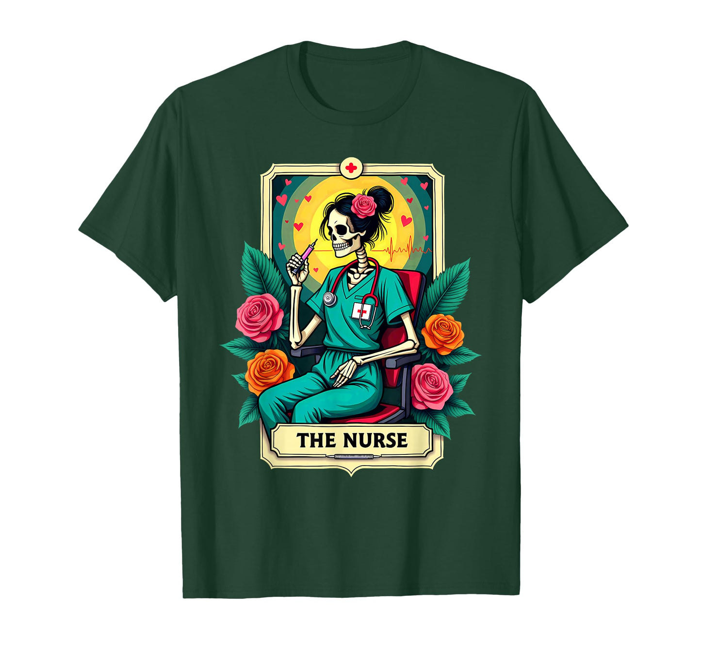 Gothic Tarot Card Nursing Skeleton The Nurse T-Shirt