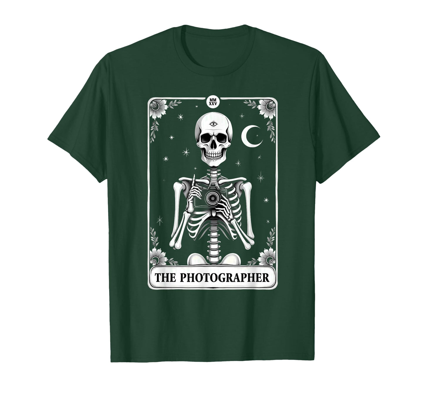 Gothic Tarot Card Cameraman The Photographer Skeleton T-Shirt