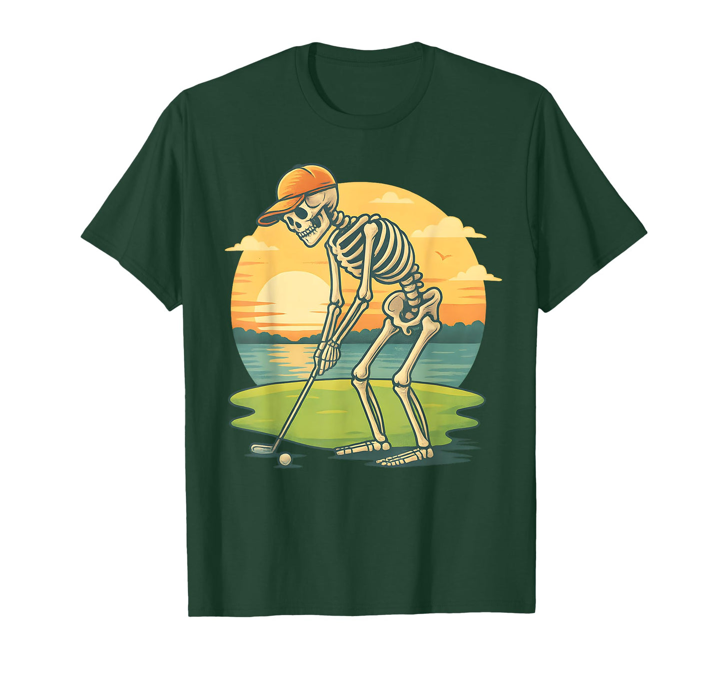 Skeleton Golf Halloween Golfer Golf Player Funny Men Dad T-Shirt