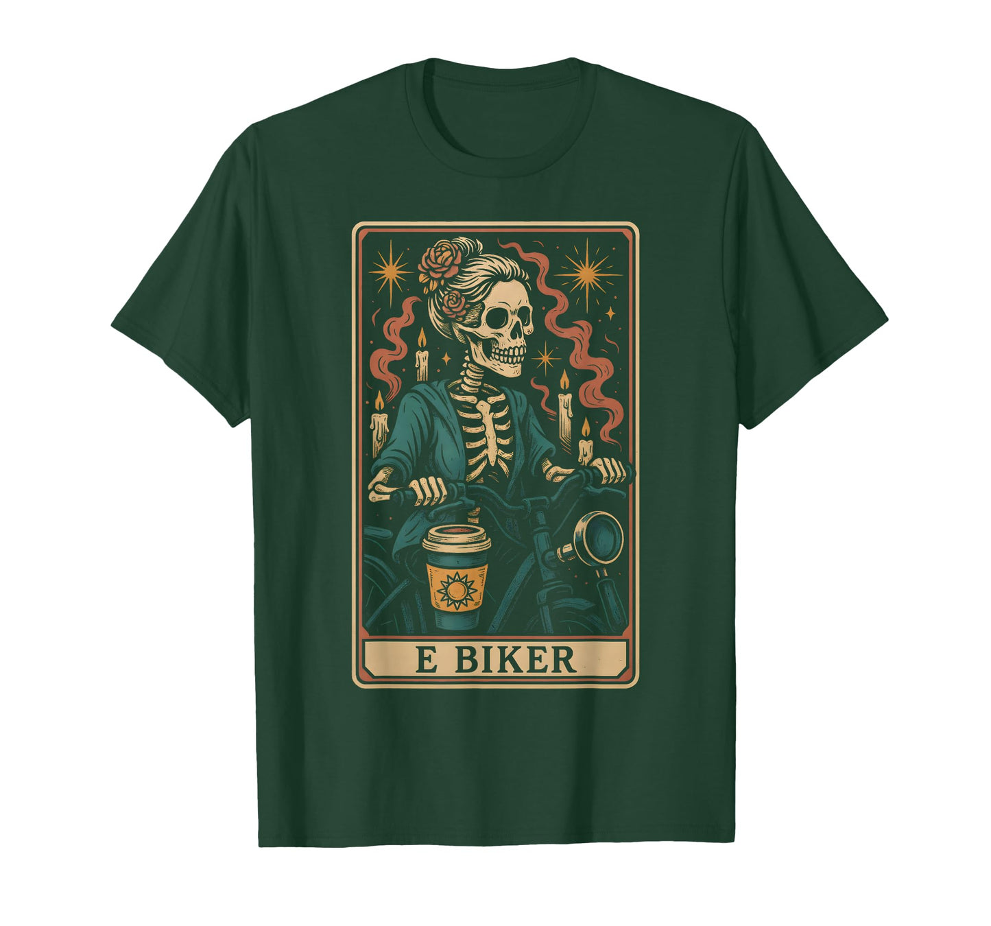 Mystic Skeleton Rider Tarot Inspired E Biker Artwork T-Shirt