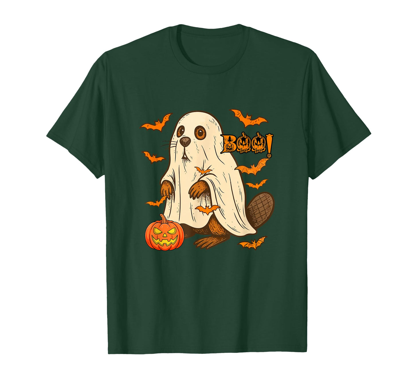Boo Halloween Beaver Cosplay Ghost Costume Animal Lover T-Shirt