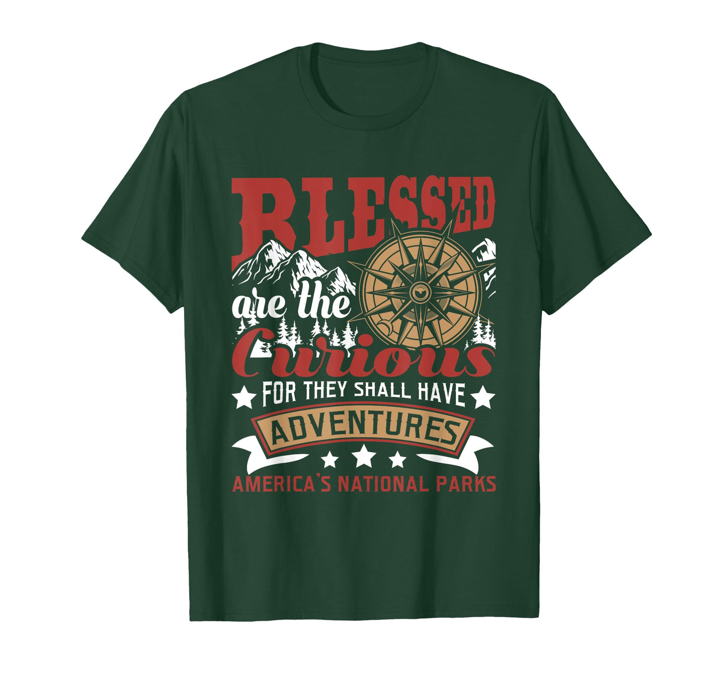 Blessed Are The Curious - US National Parks Hiking & Camping T-Shirt