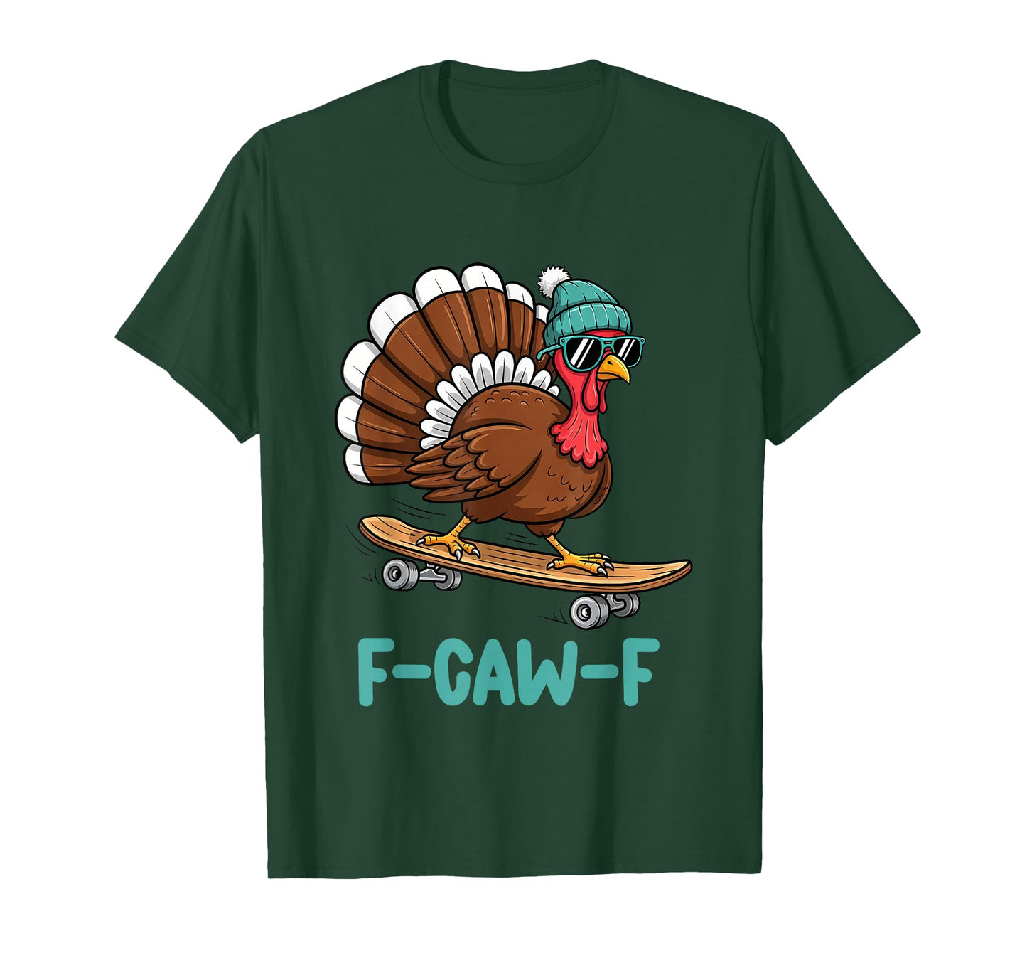 F Caw F Funny Thanksgiving Turkey Skateboarding Turkey T-Shirt