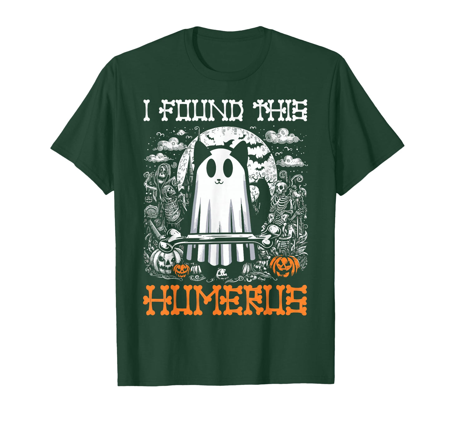 I Found This Humerus - Funny Cat Halloween T-Shirt