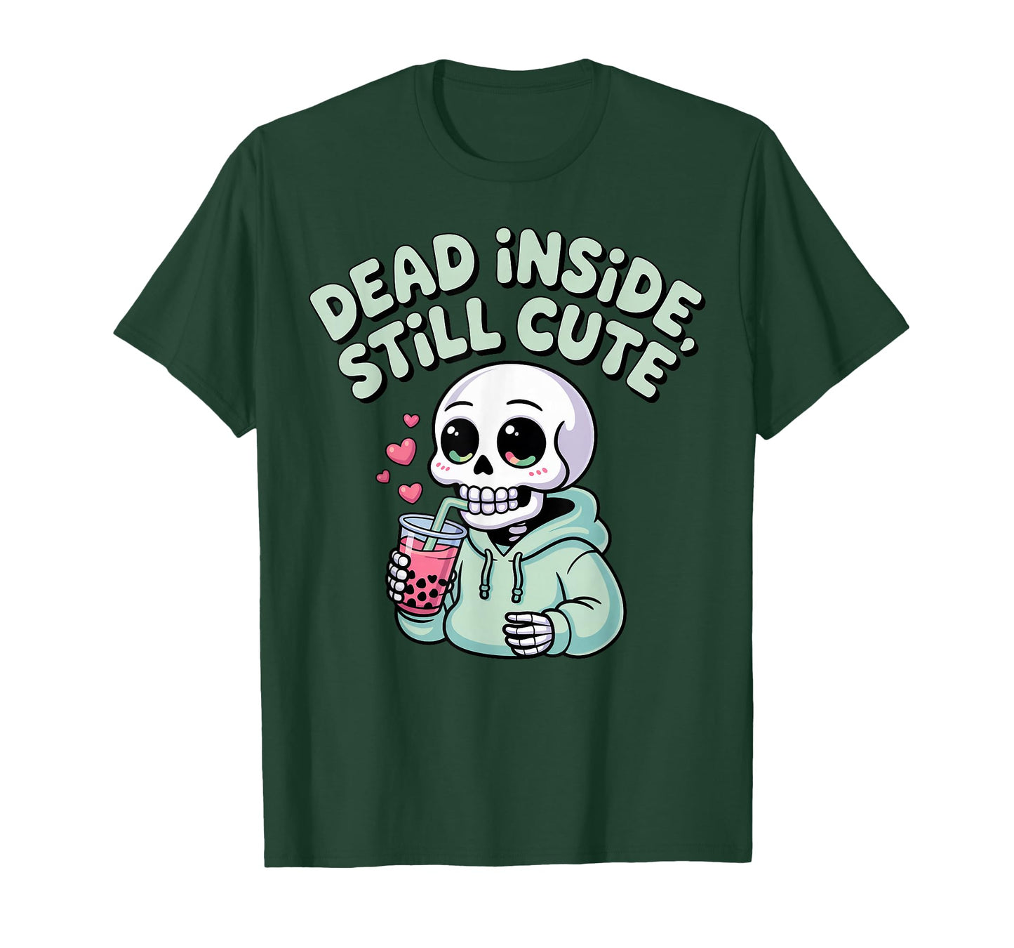 Dead Inside Still Cute Skeleton Boba Sipping T-Shirt