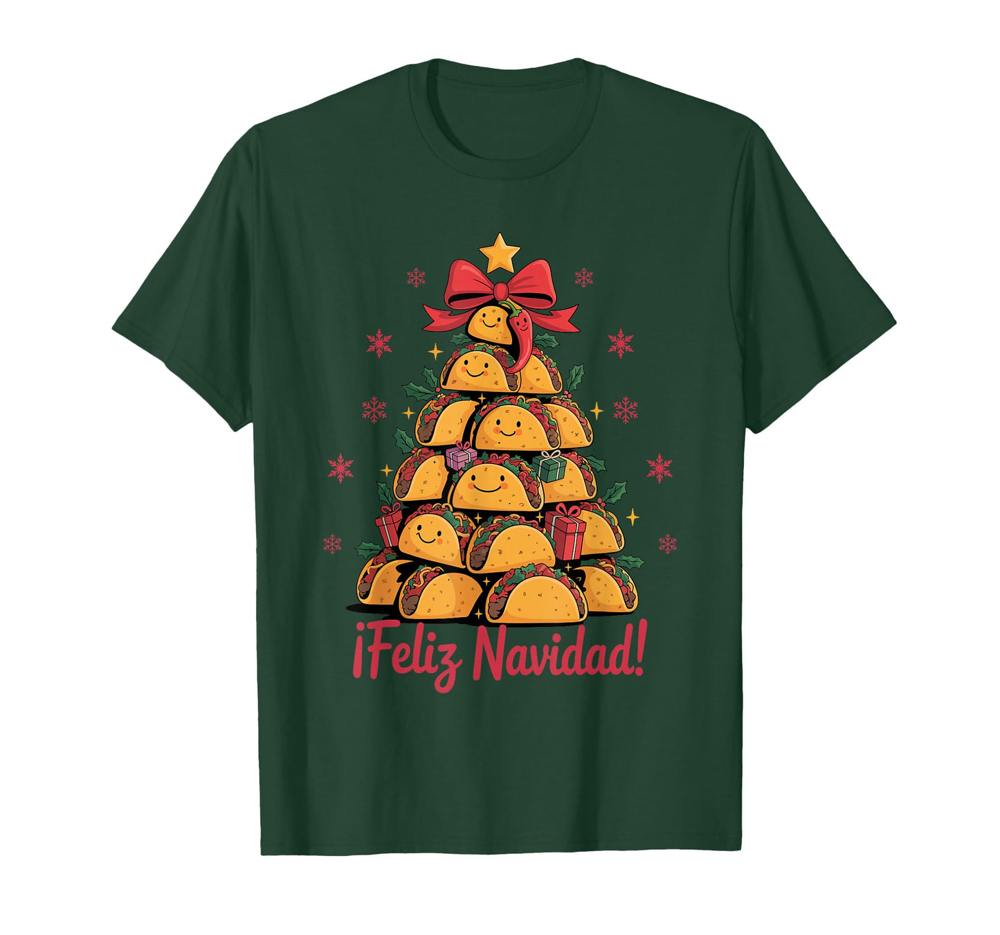 Merry Christmas Tacos Tree Feliz Navidad Mexican Food Lovers T-Shirt