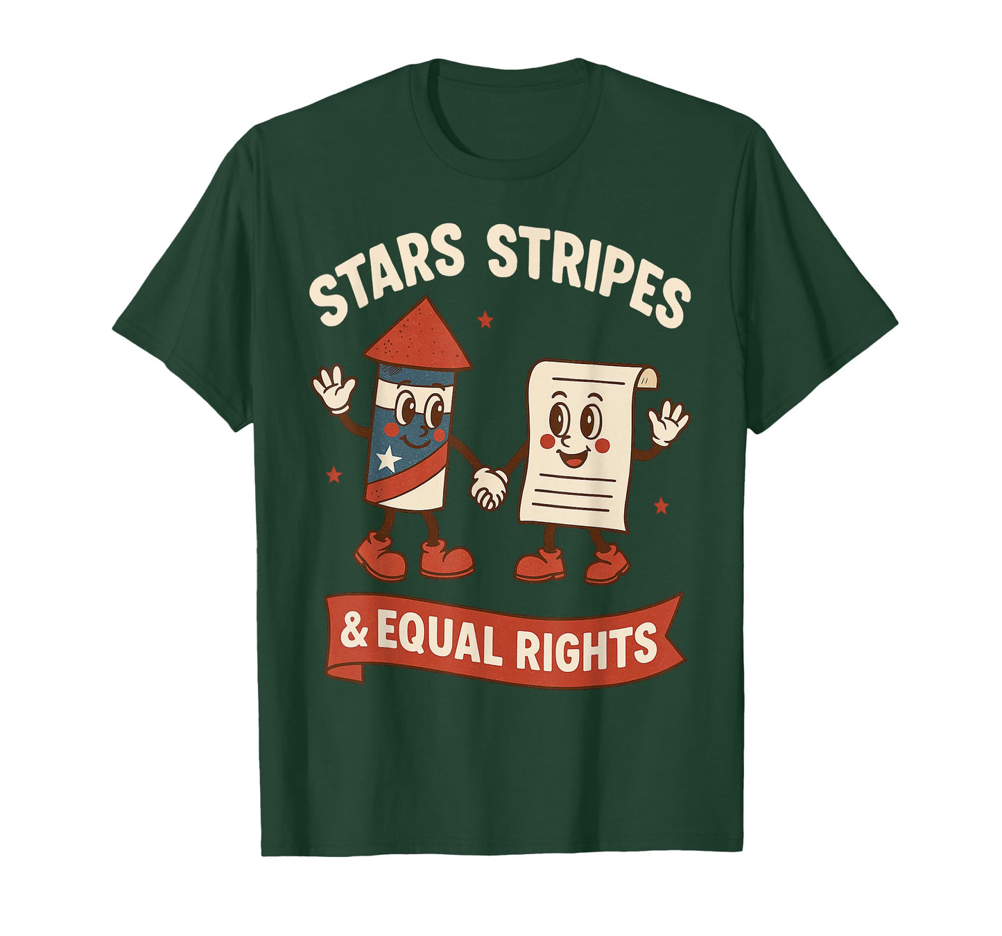 Stars Stripes Equal Rights Vintage 4th of July USA Freedom T-Shirt