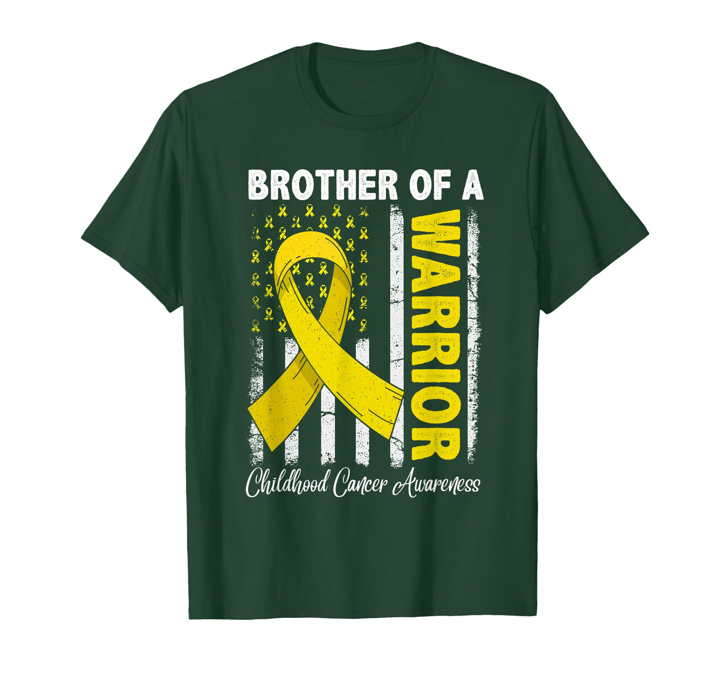 Brother Of A Warrior Childhood Cancer Awareness USA Flag T-Shirt