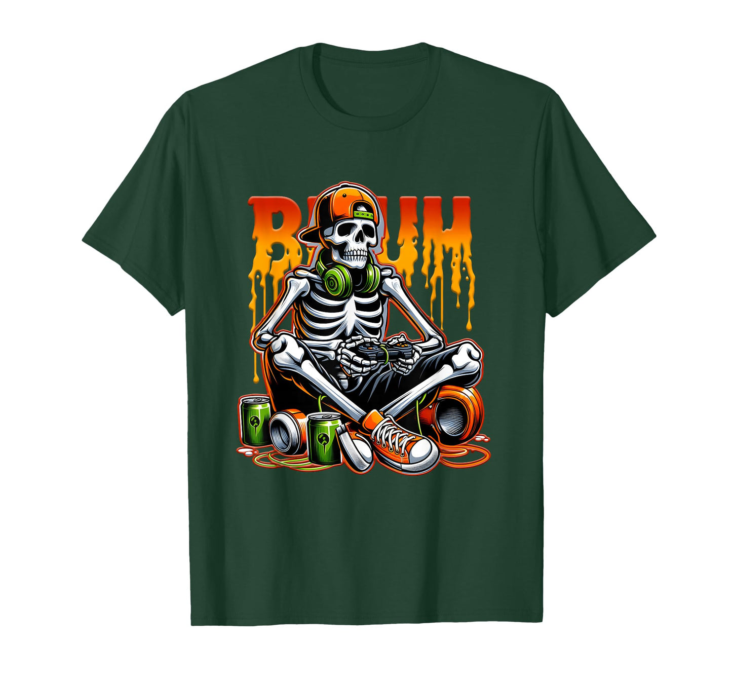 Dripping Bruh Halloween Gamer Skeleton Play Video Gaming T-Shirt
