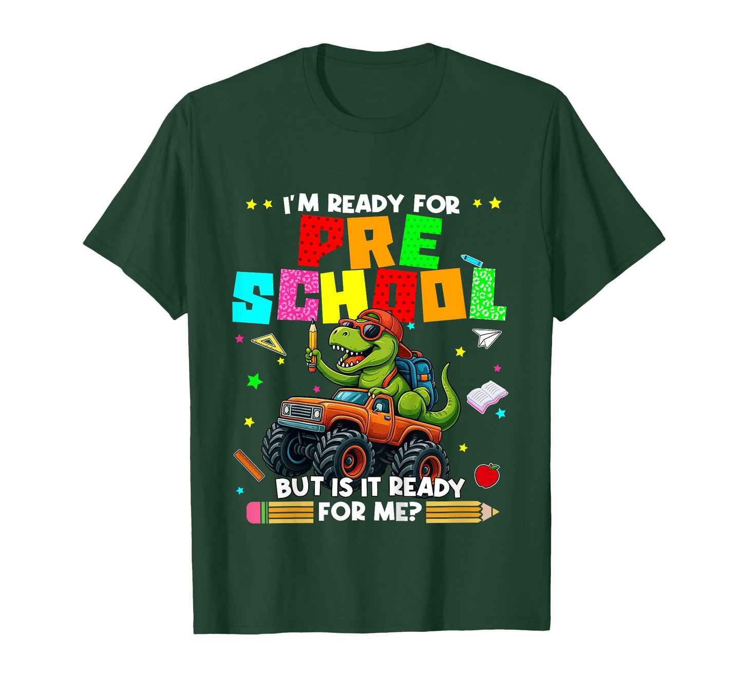 Kids Ready For Preschool Dinosaur Truck 1st Day Of School Boys T-Shirt