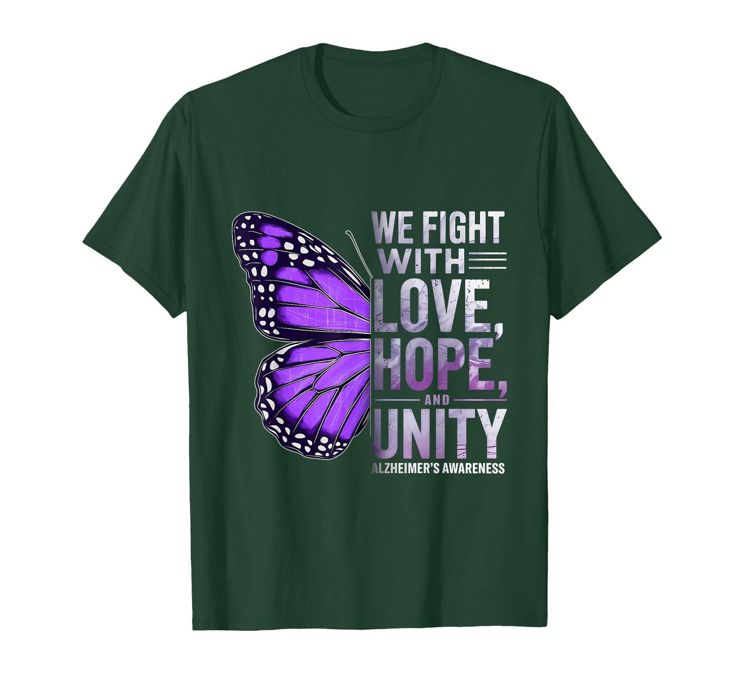 Alzheimer Awareness Butterfly Love Hope Unity Purple Ribbon T-Shirt