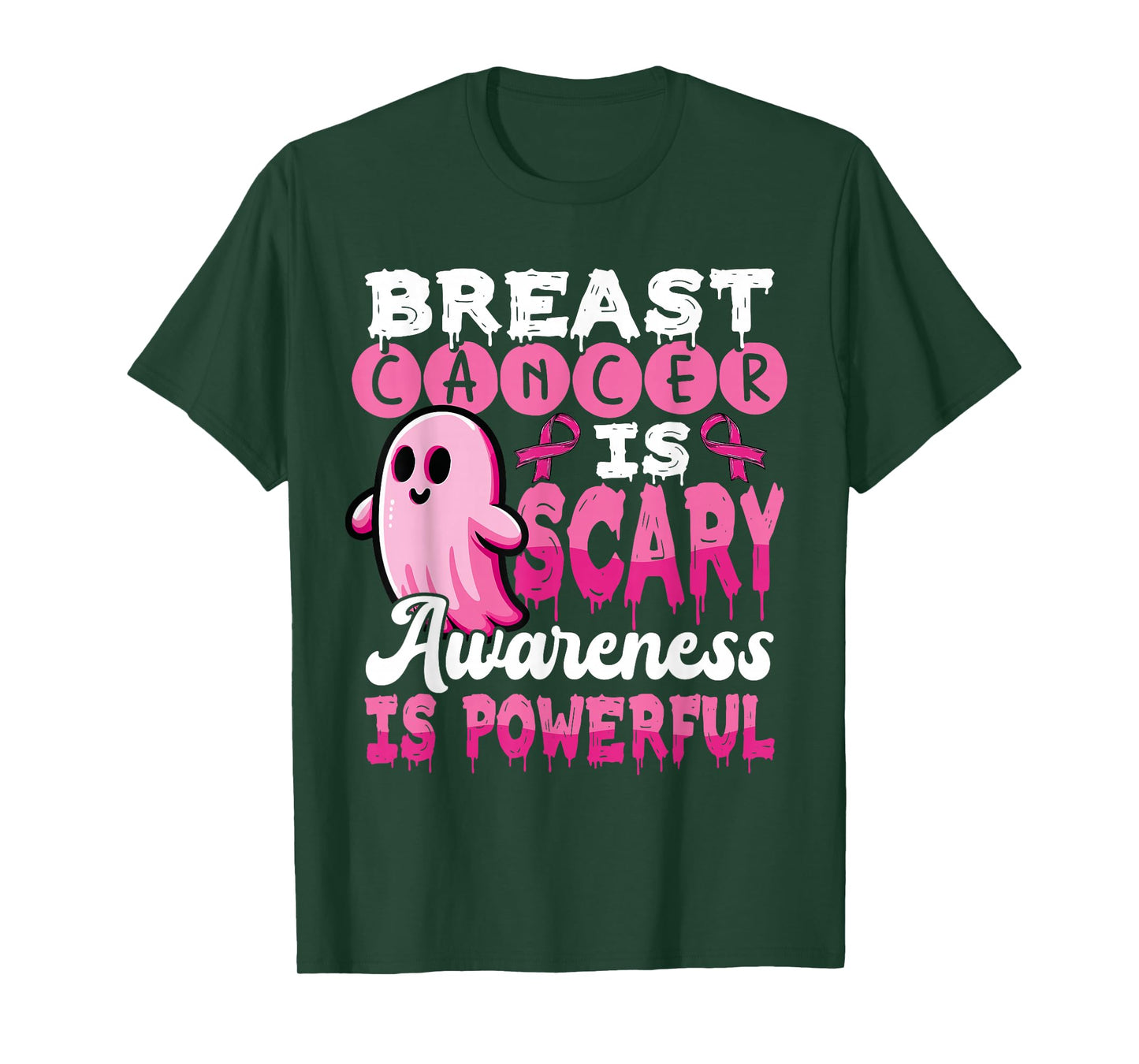 Breast Cancer is Scary Awareness Powerful Ghost T-Shirt