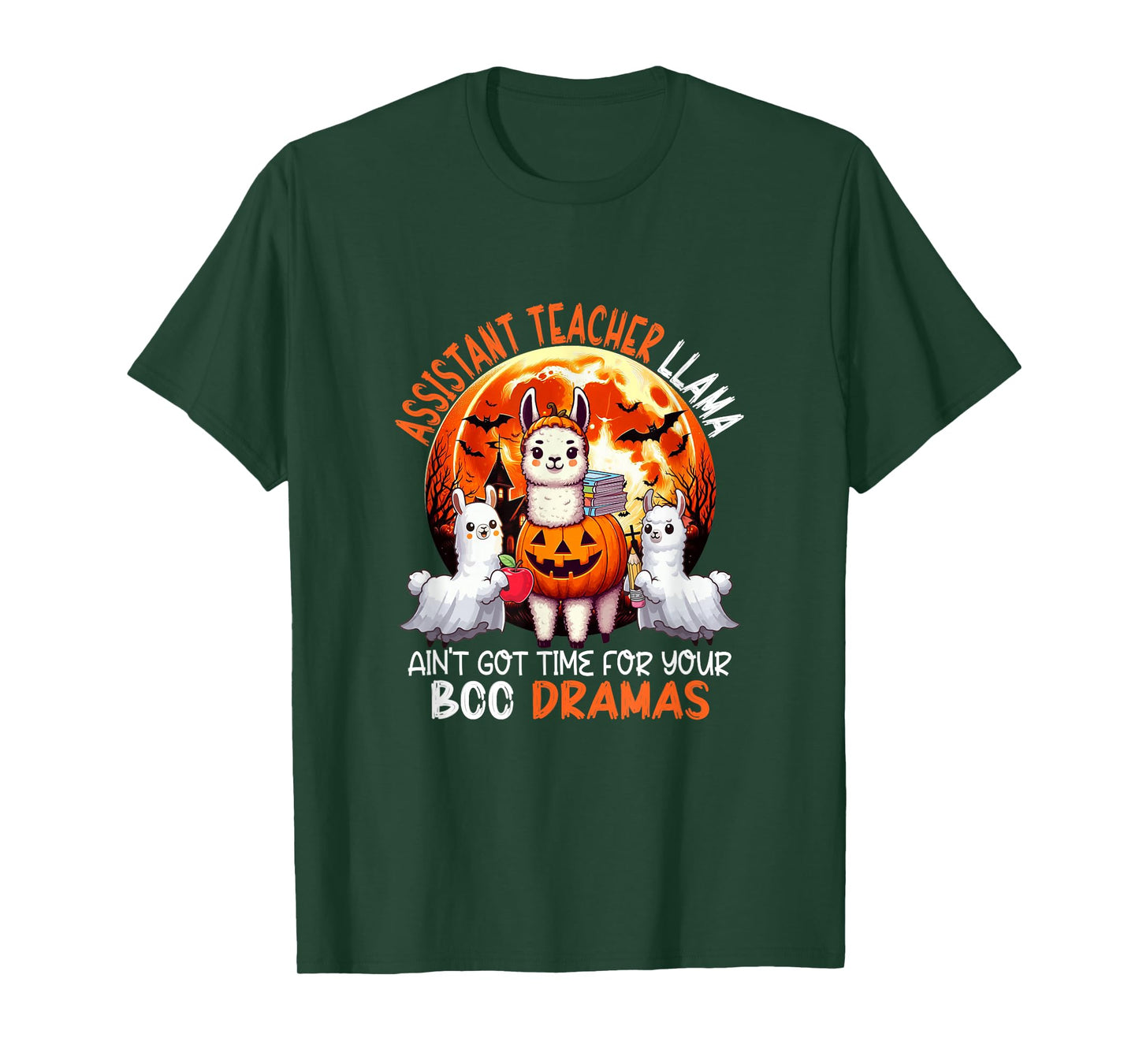 Assistant Teacher Llama Funny Sarcastic Boo Dramas Halloween T-Shirt