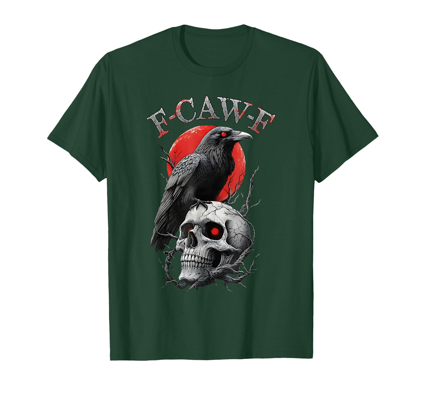 F-Caw-F Black Crow Pun Funny Bird Moon Gothic Halloween T-Shirt