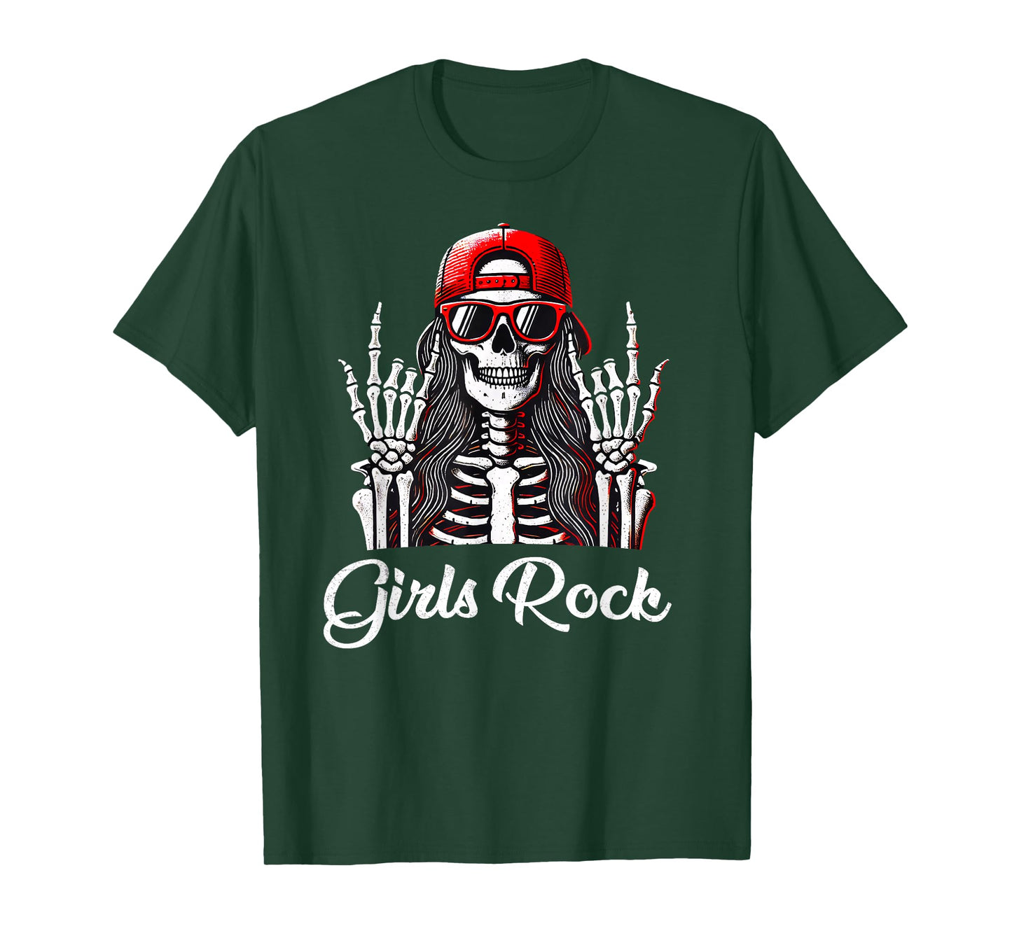 Girls Rock Rock'n Roll Girl Skeleton Rocker Cool Punk Rock T-Shirt