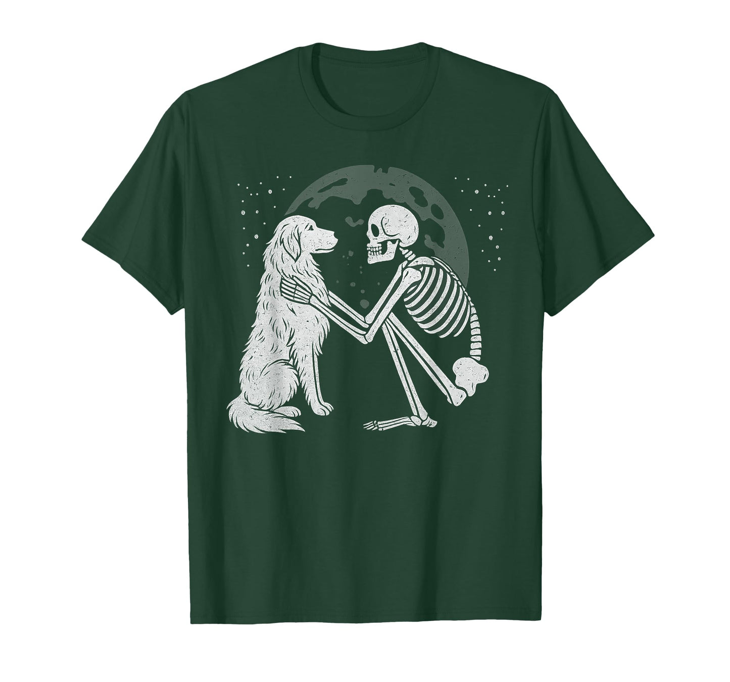 Golden Retriever Skeleton Moon Halloween Dog Lover T-Shirt