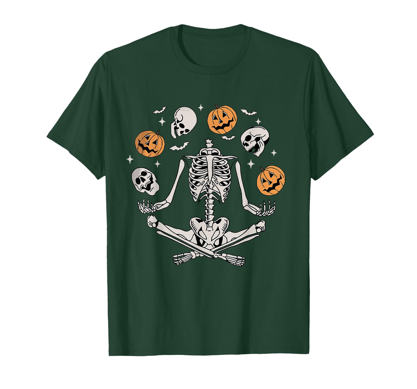 Retro Skeleton Halloween Spooky Season Pumpkin Skull Funny T-Shirt