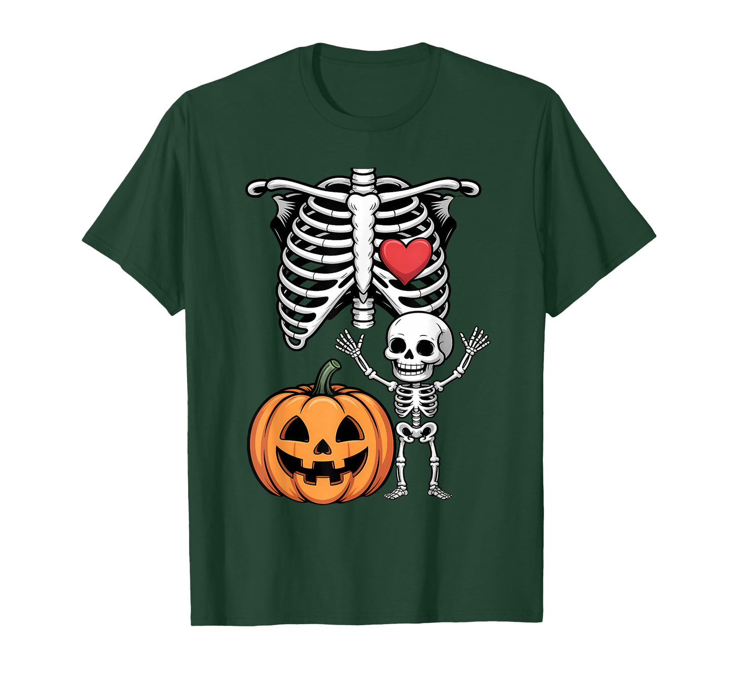 Skeleton Baby Pregnant Xray Rib Cage Halloween Costume T-Shirt